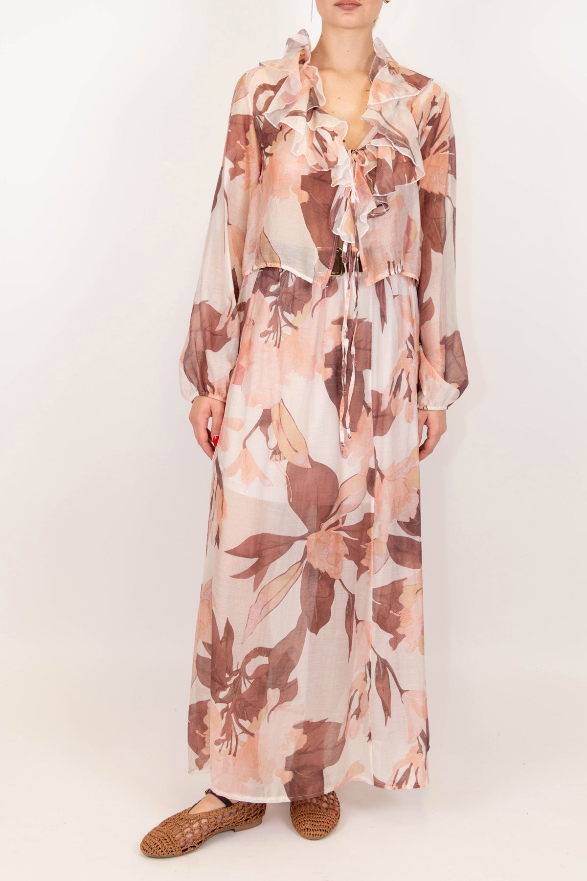 Haveone - Gonna fantasia floreale in lyocell con elastico in vita