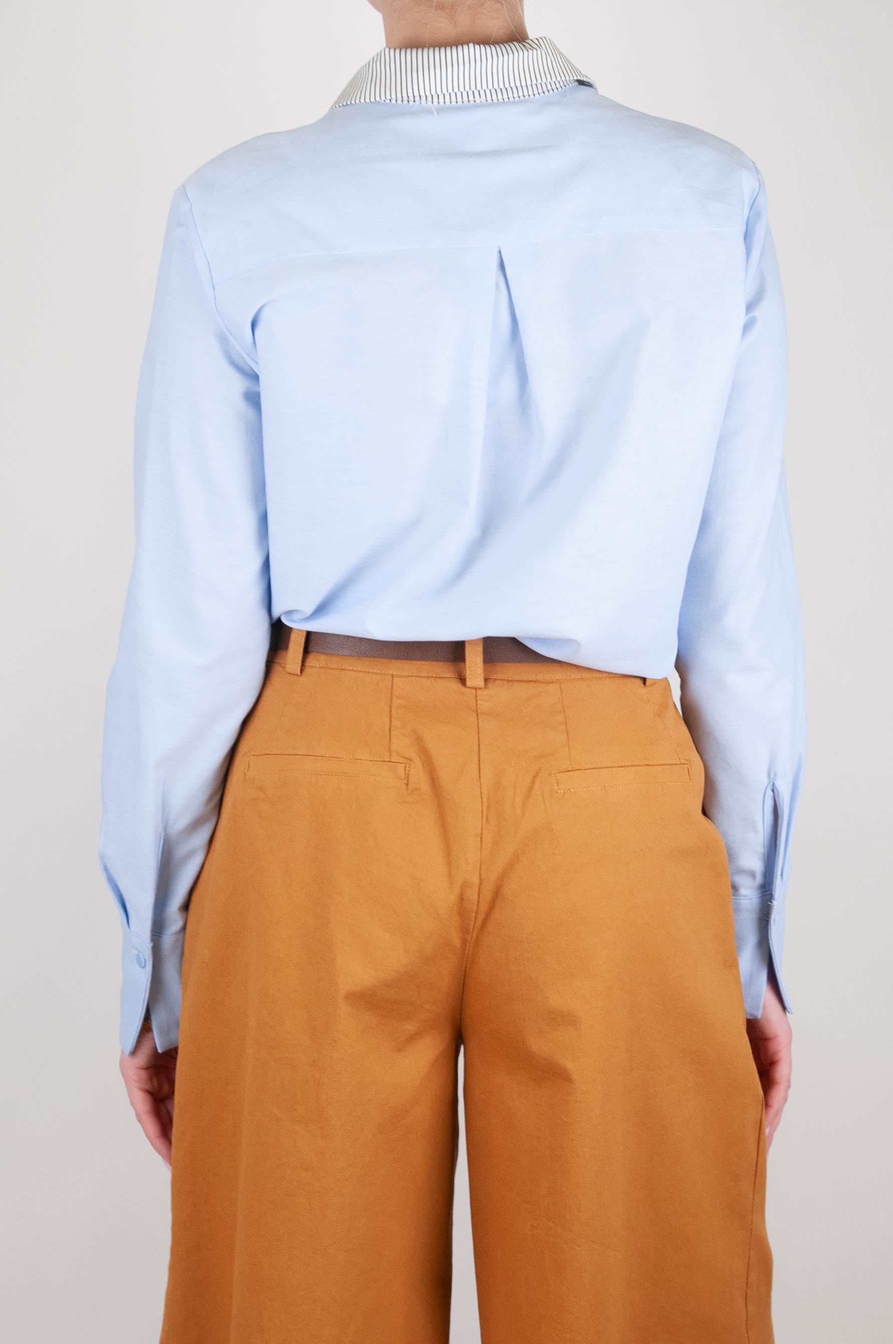 Tension in - Solid color shirt with contrasting patterned collar