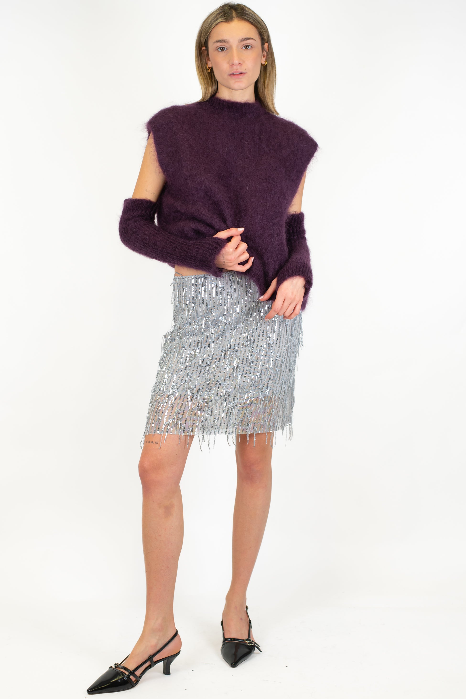 Tensione in - Minigonna con frange paillettes