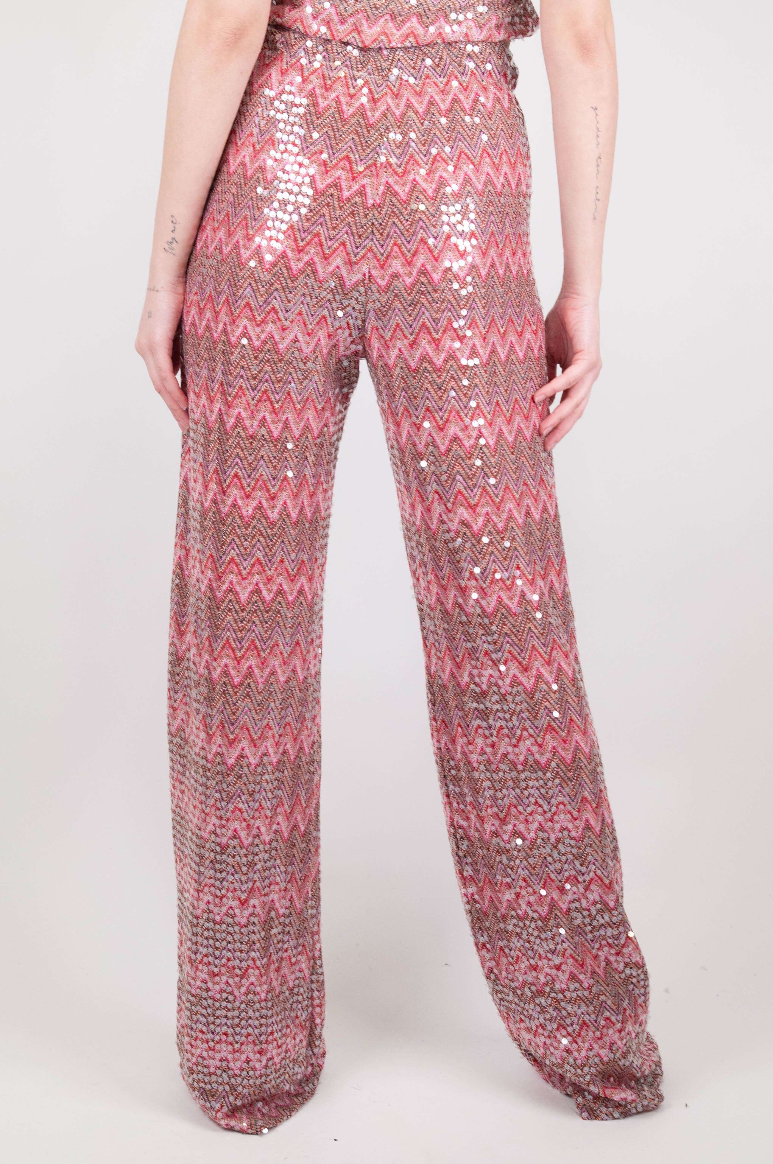 Haveone - Pantalone paillettes fantasia zig zag