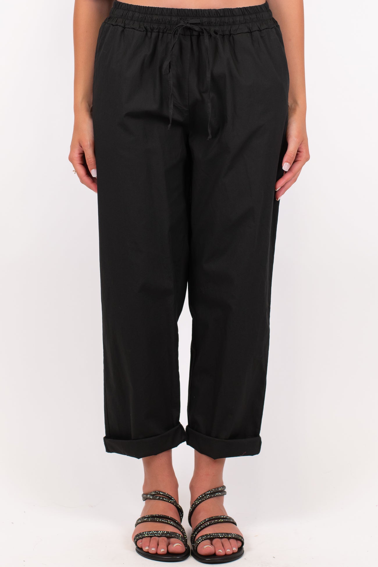 Haveone - Pantalone regular in cotone leggero con coulisse