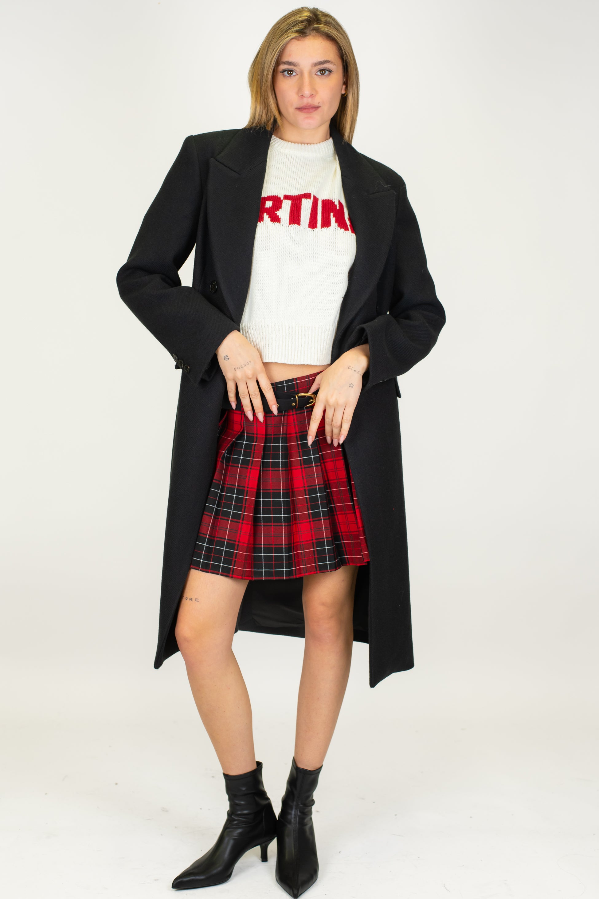 Maryley - Cappotto lungo doppiopetto con rever a lancia