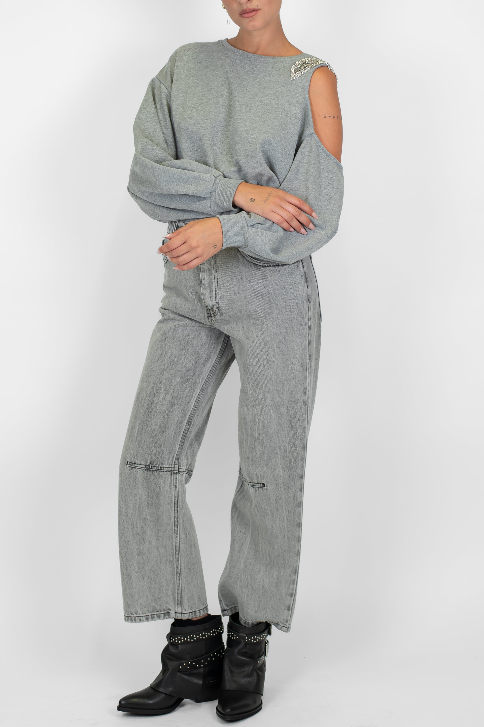 Haveone - Jeans regular lavaggio scuro con cucitura sul ginocchio