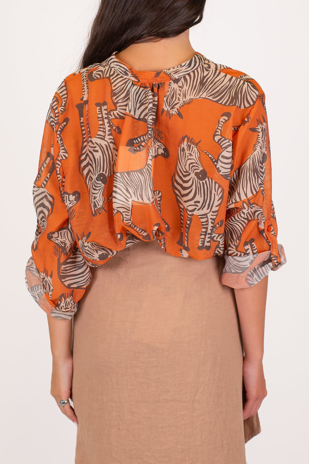 Haveone - Camicia in lyocell fantasie zebre