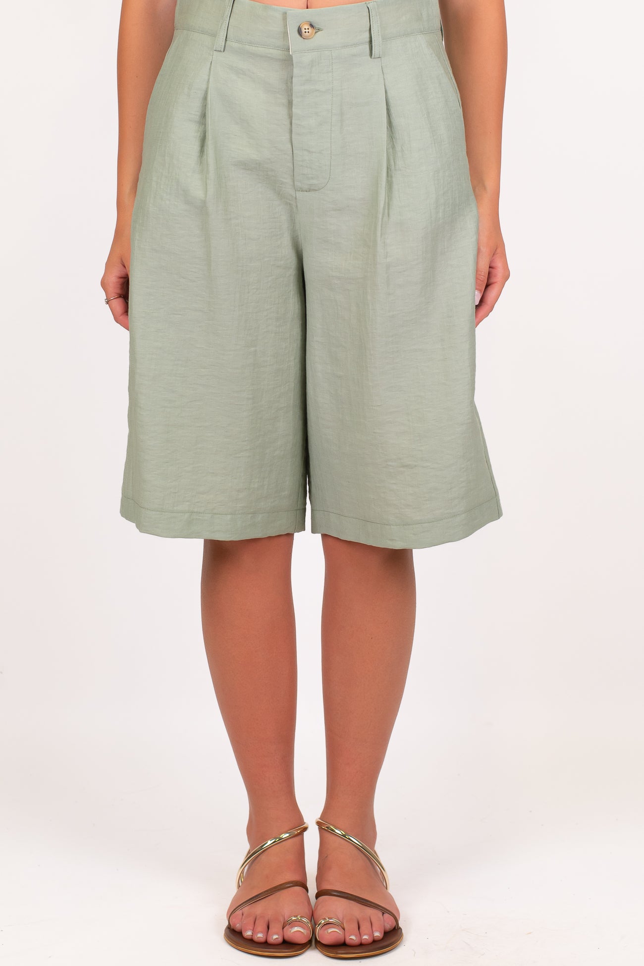 Dixie - Bermuda in misto lino con pinces