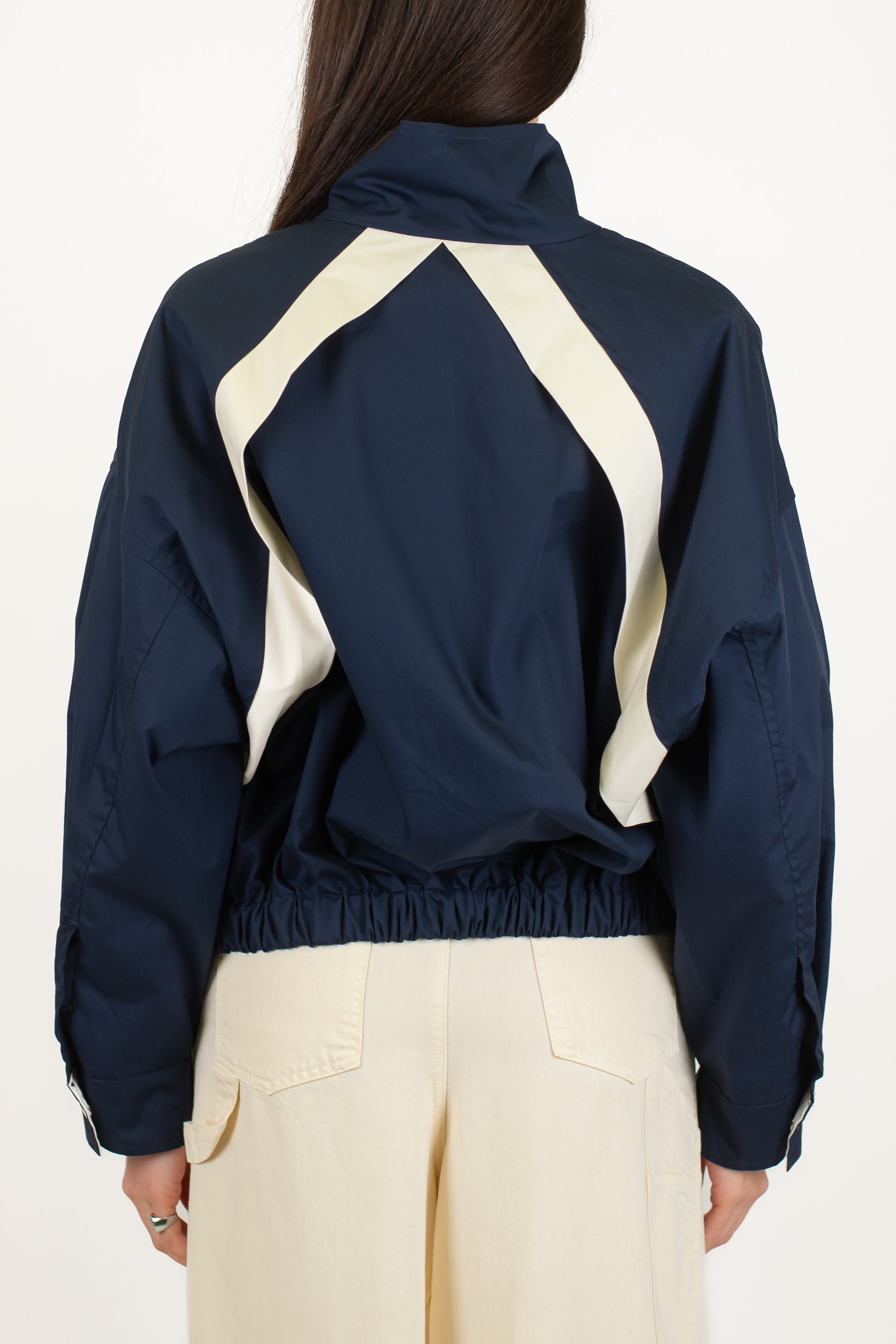 Haveone - Bomber fantasia riga a contrasto e chiusura zip con elastico in vita