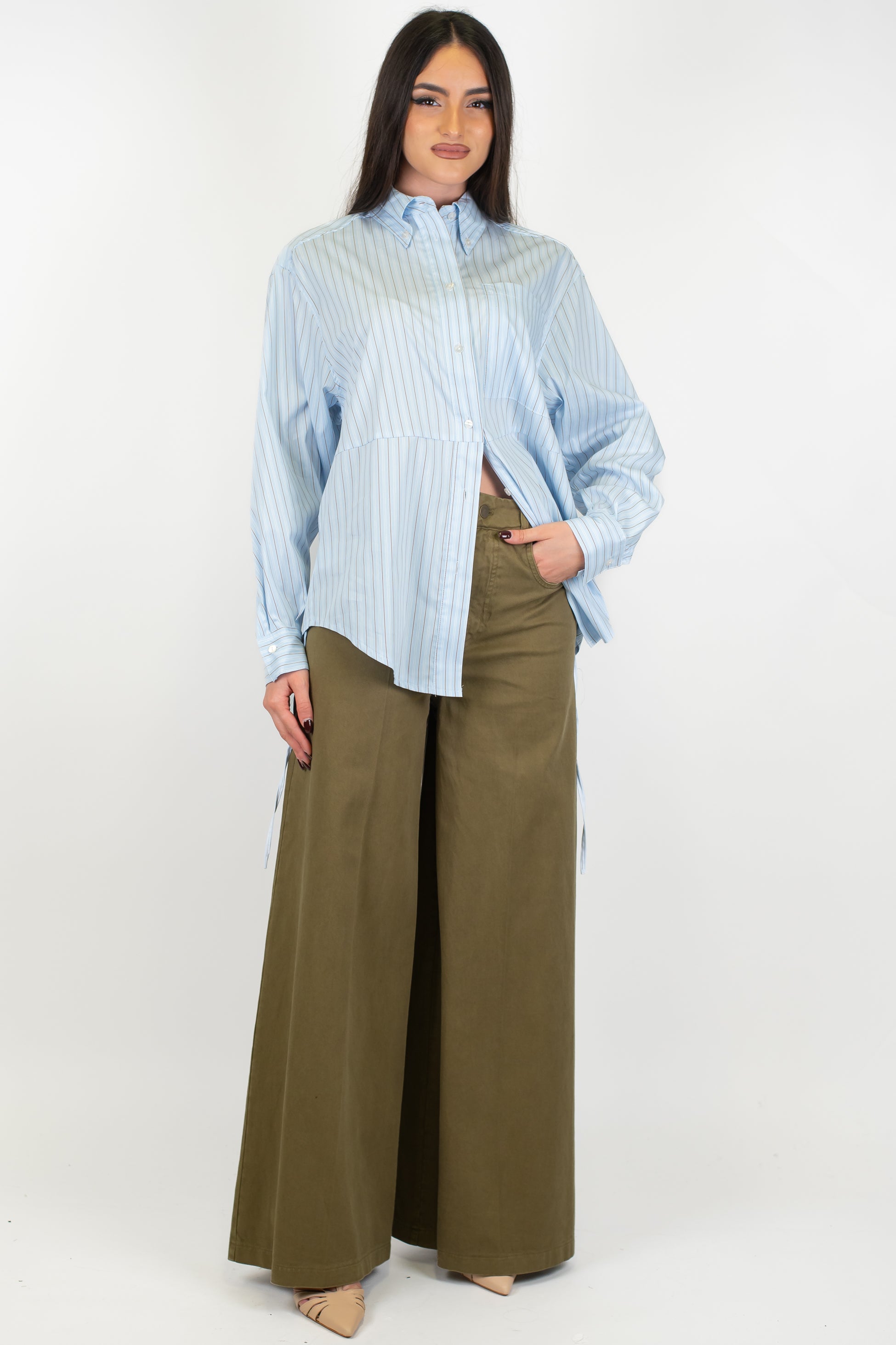 Tensione in - Pantalone palazzo in lyocell modello Baldo