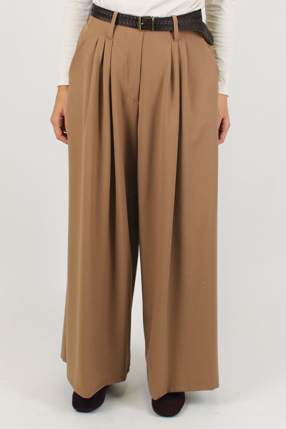 Haveone - Pantalone palazzo con doppia pinces ed elastico sul retro
