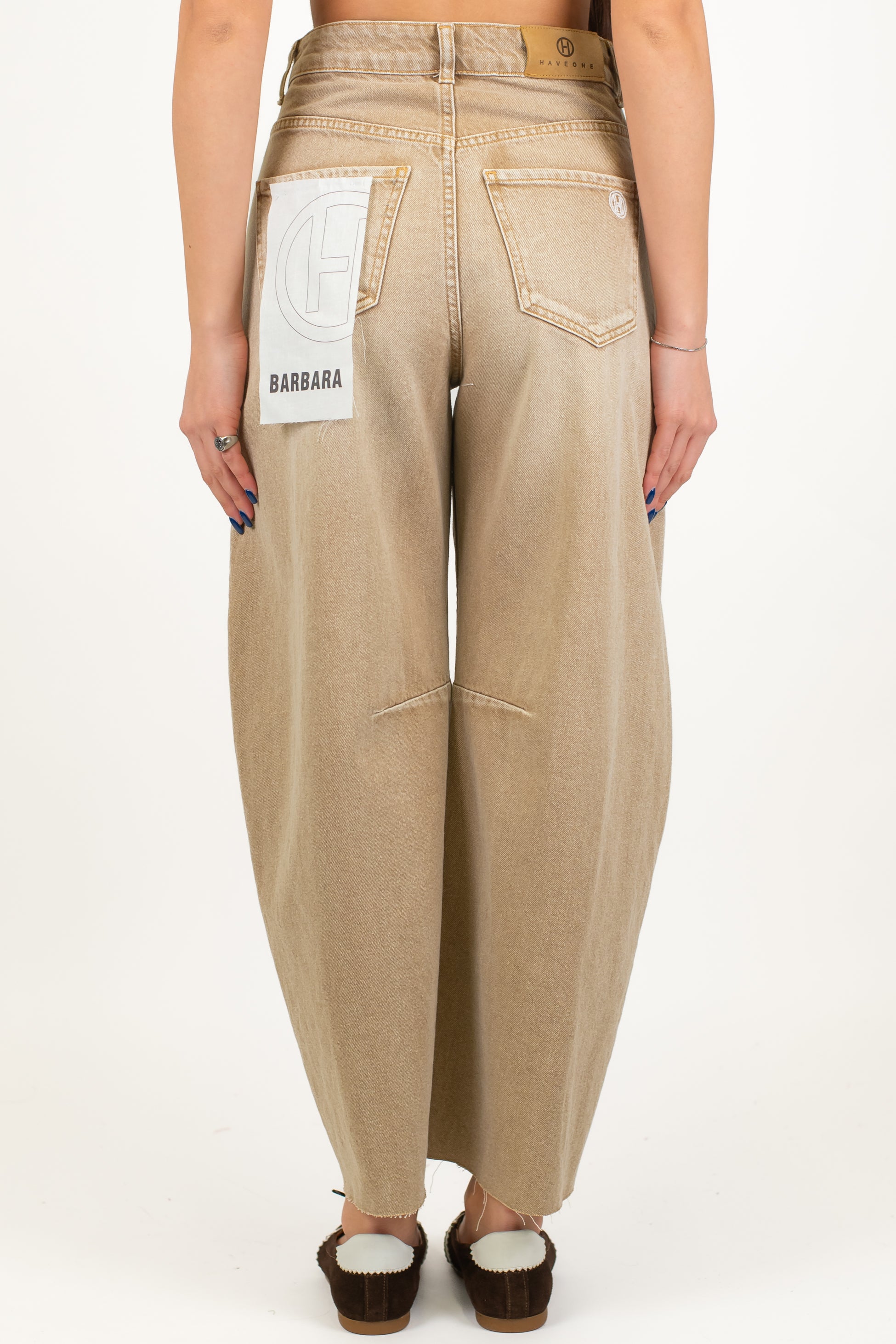 Haveone - Pantalone balloon in denim colorato modello Barbara