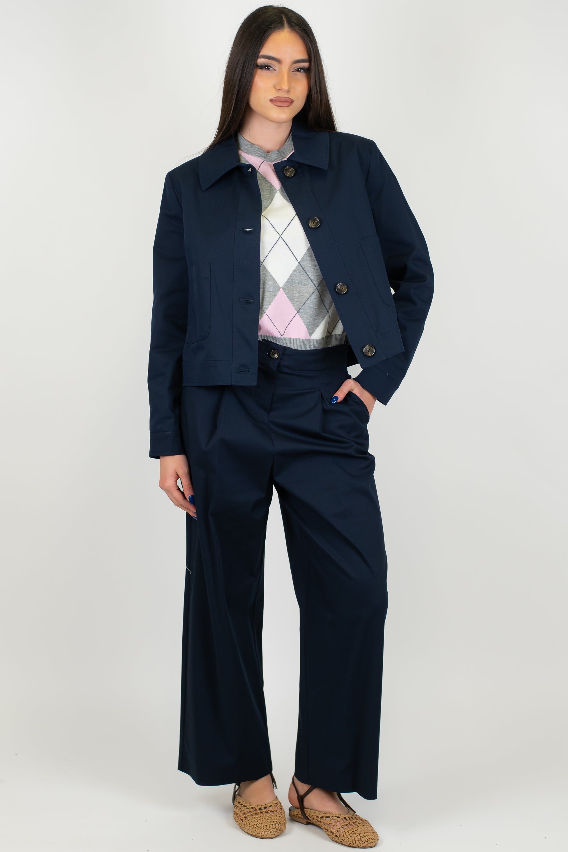 Tensione in - Pantalone crop a gamba larga con pinces