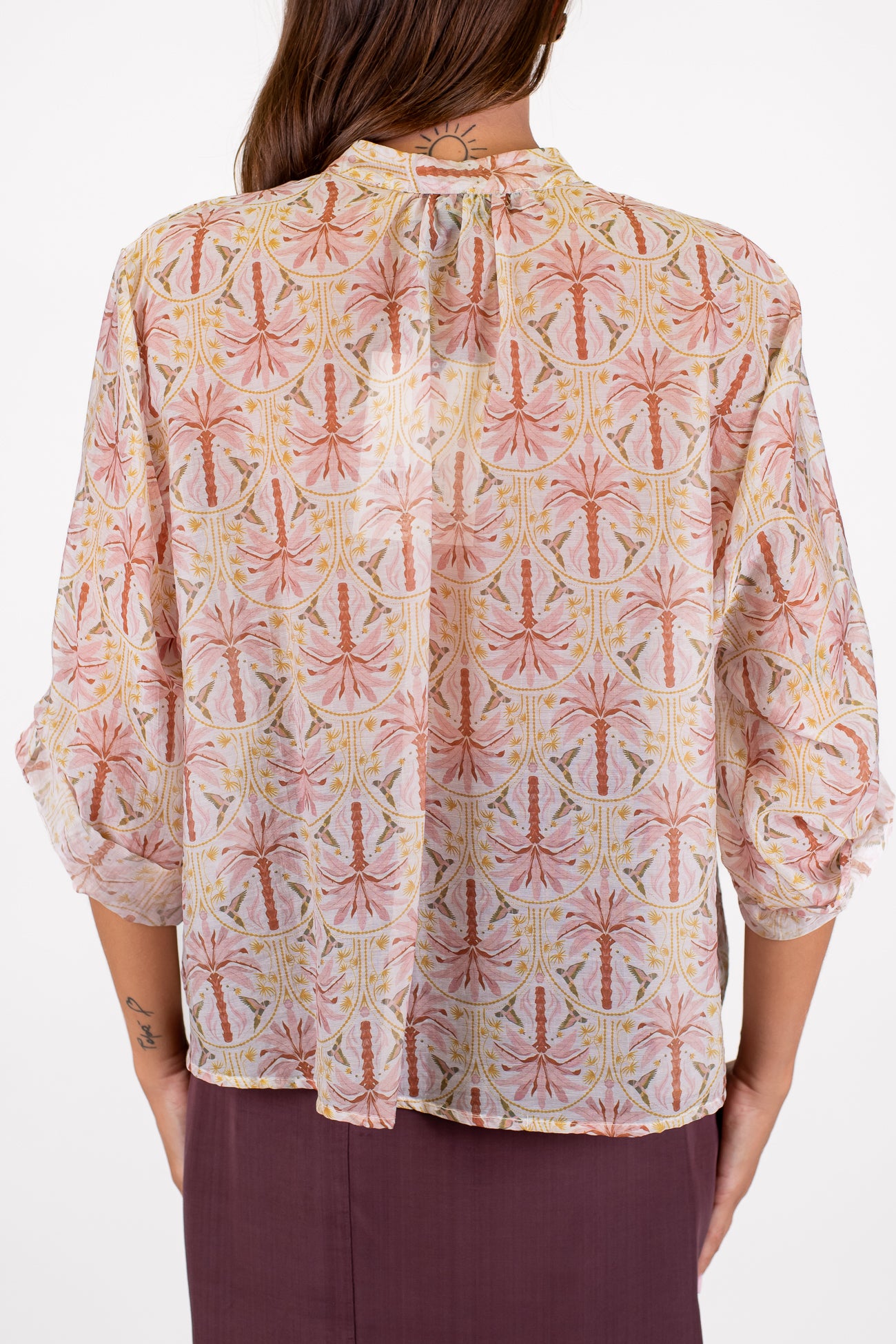 Haveone - Camicia in lyocell fantasia palmine