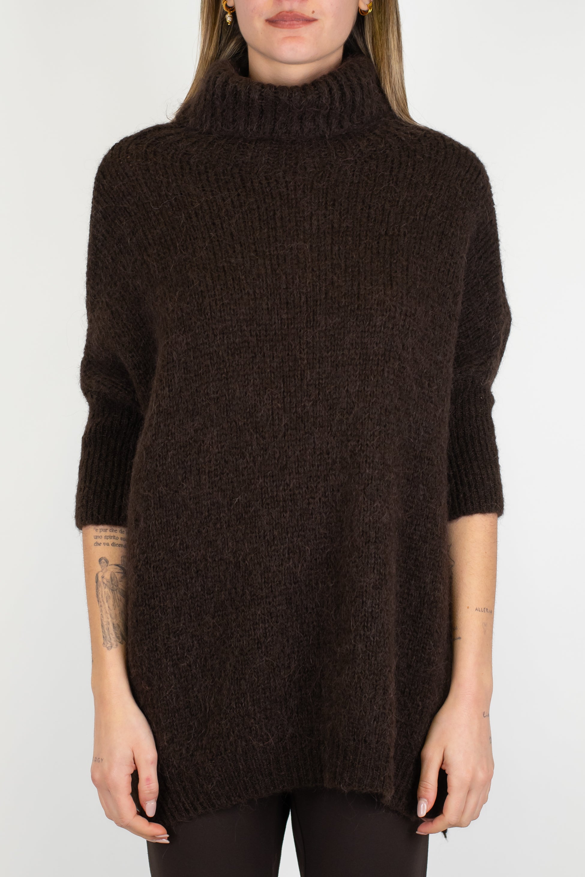 Imperial - Dolcevita over in misto lana con spacchetti laterali