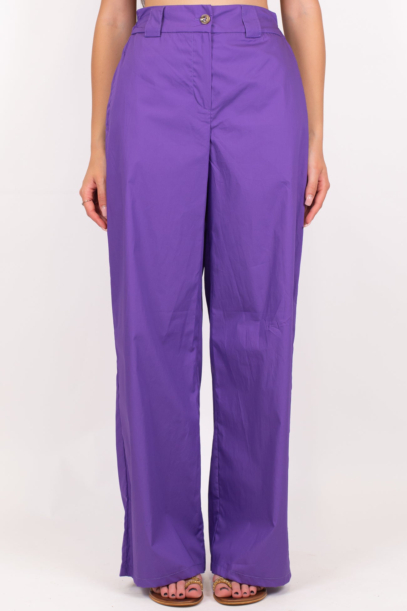 Tensione in - Pantalone palazzo in cotone leggero tela paracadute con elastico sul retro