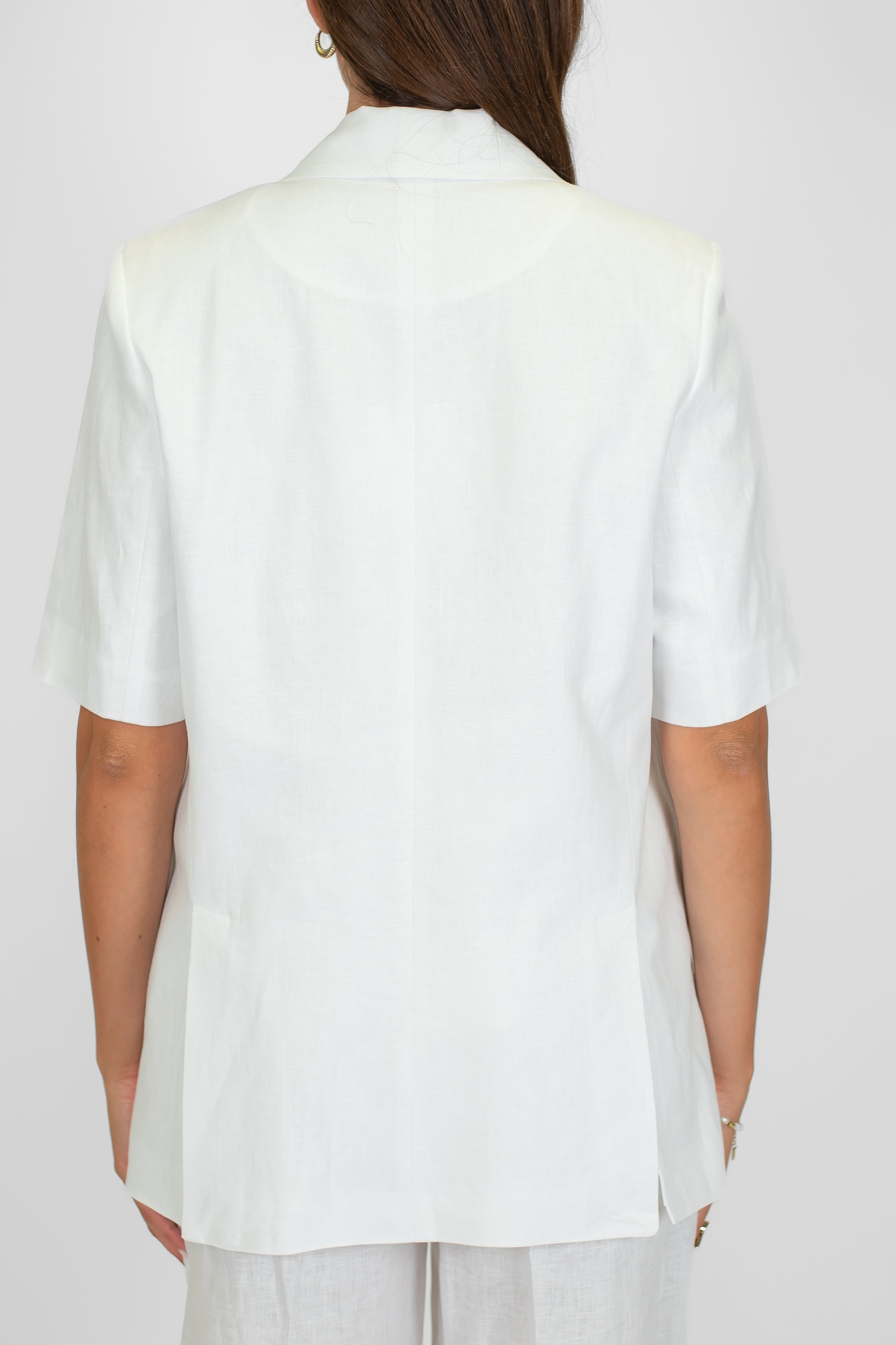 Tensione in - Giacca monopetto mezza manica in 100% lino