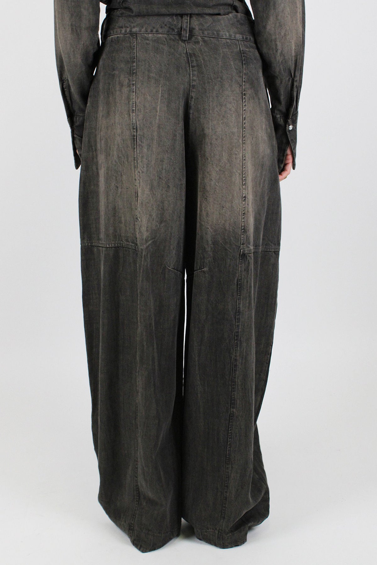 Motel - Pantalone palazzo in lyocell effetto denim