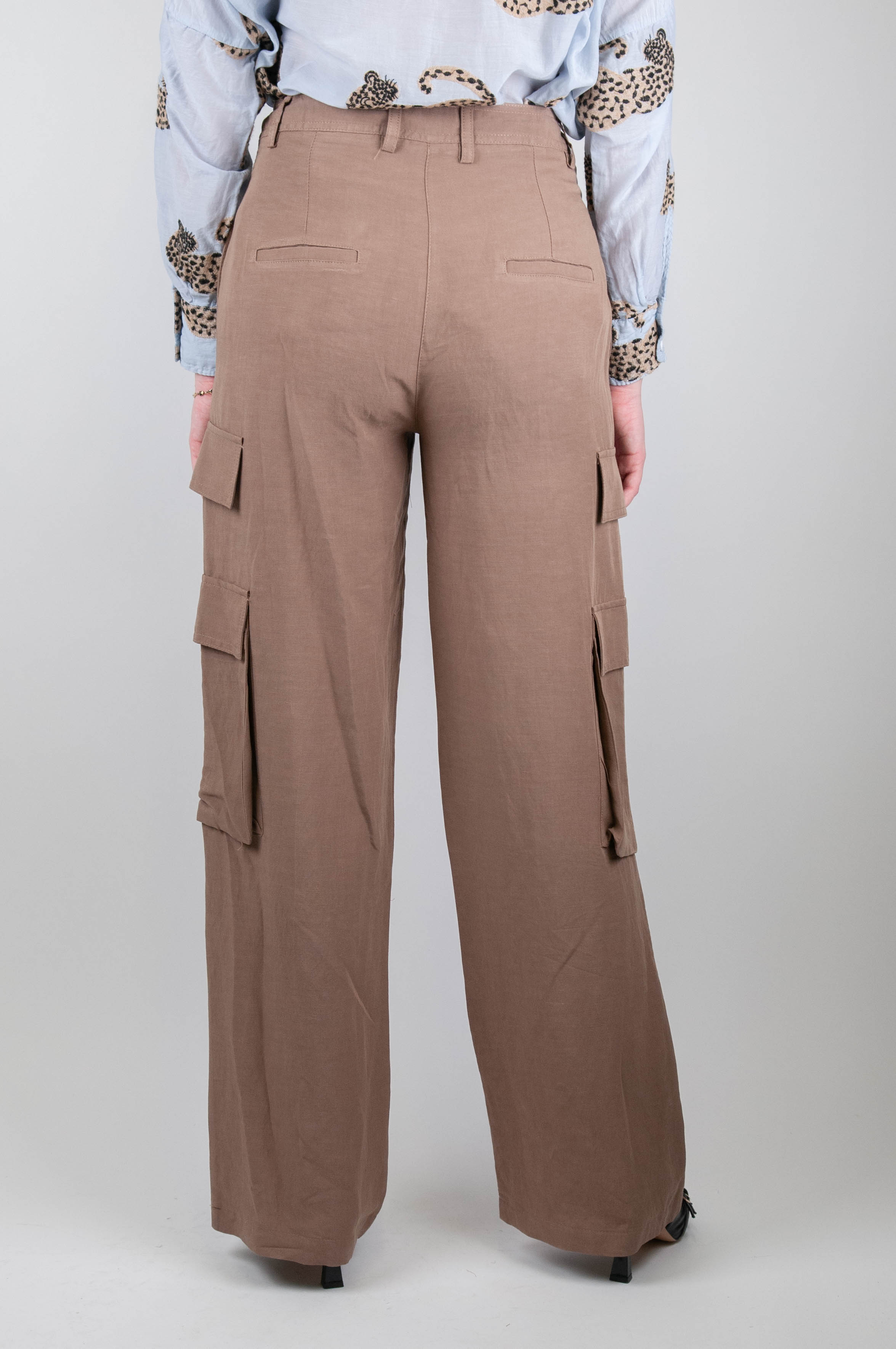 Haveone - Pantalone palazzo cargo misto lino