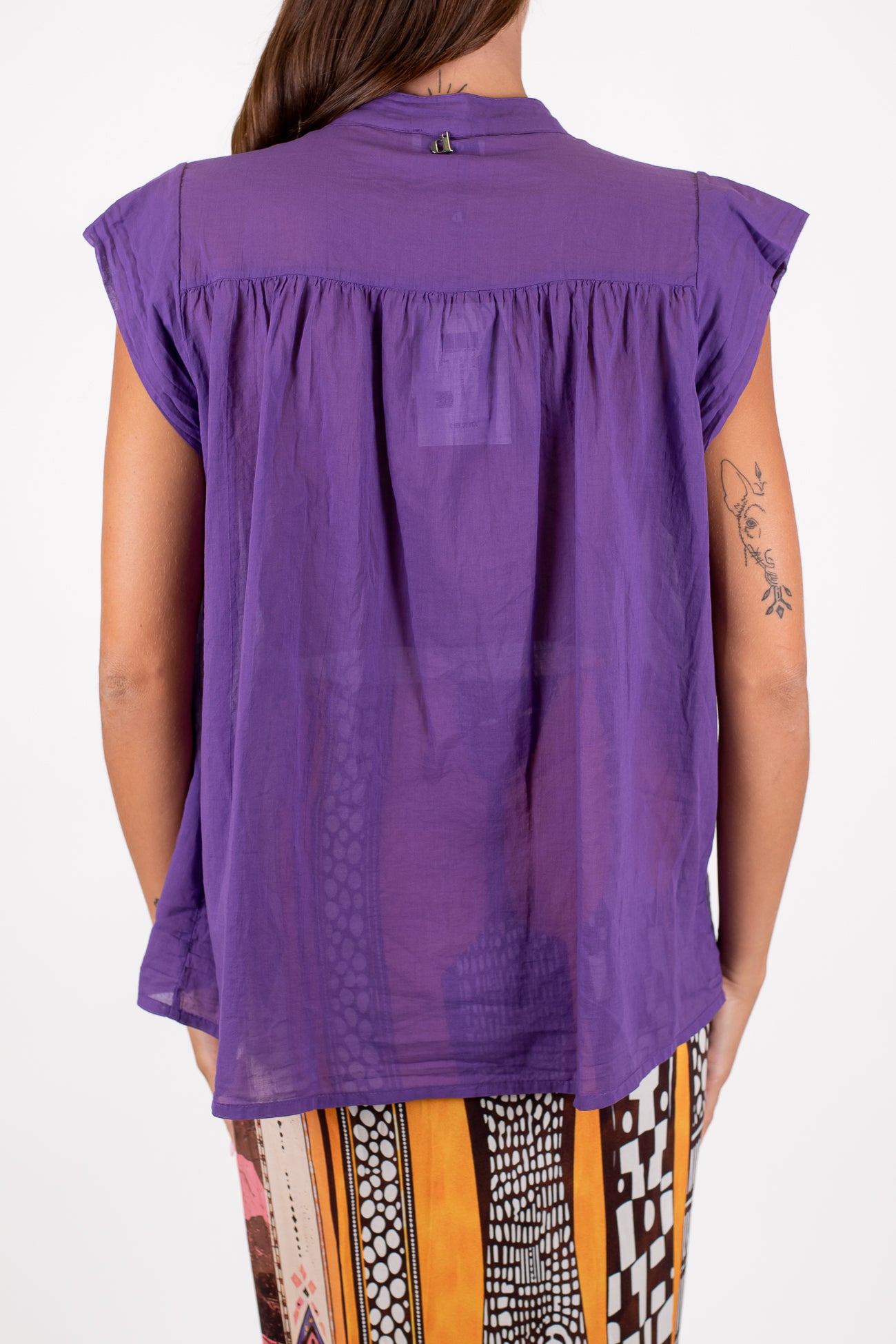 Dixie - Camicia giromaniche in mussola di cotone con alette