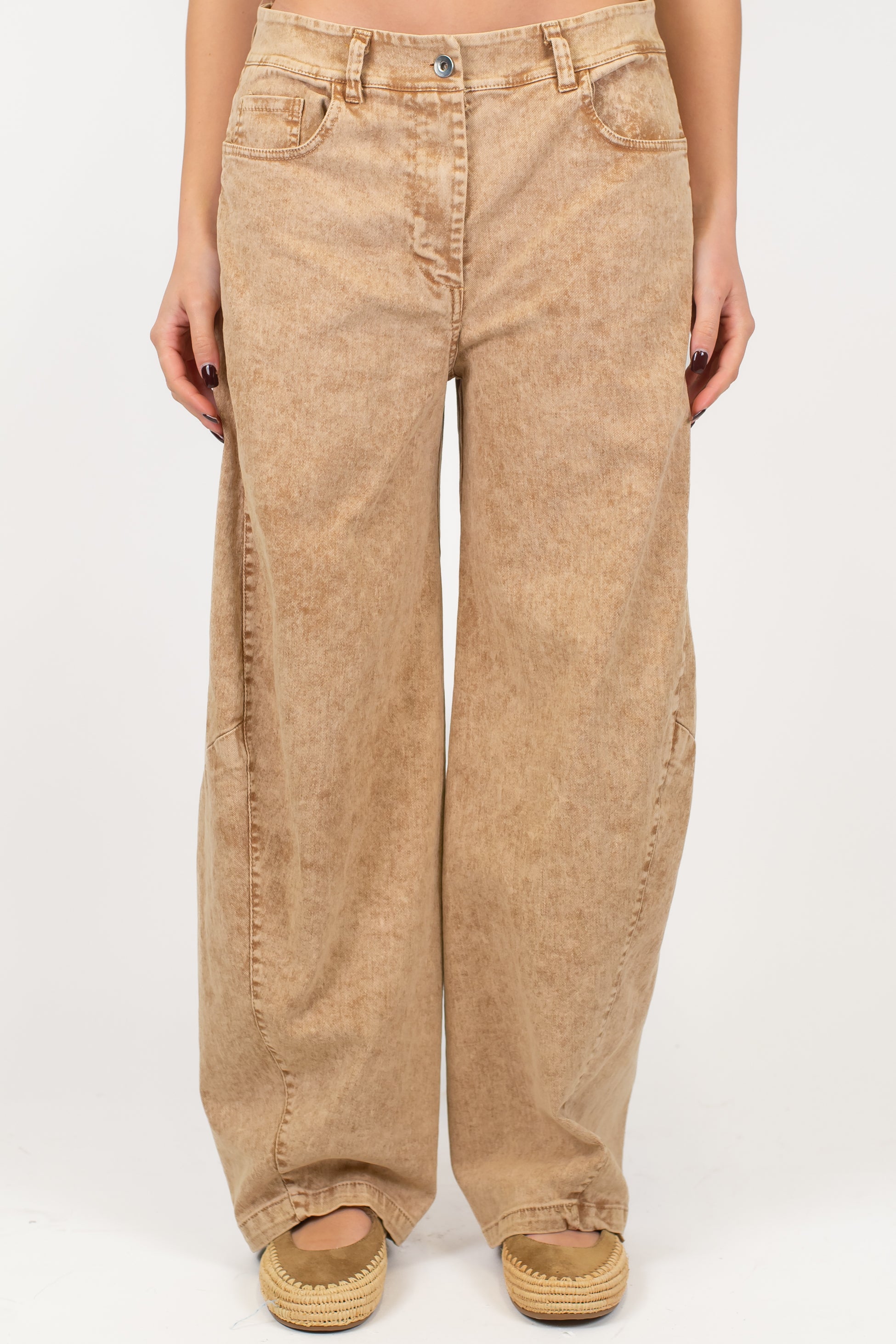 Haveone - Pantalone balloon in denim colorato effetto marmorizzato