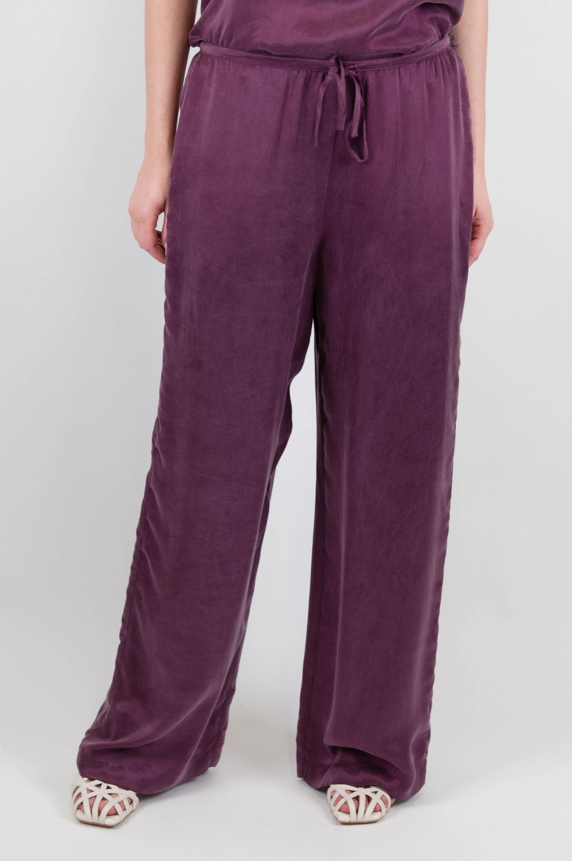 Tension in - Cupro palazzo trousers with drawstring