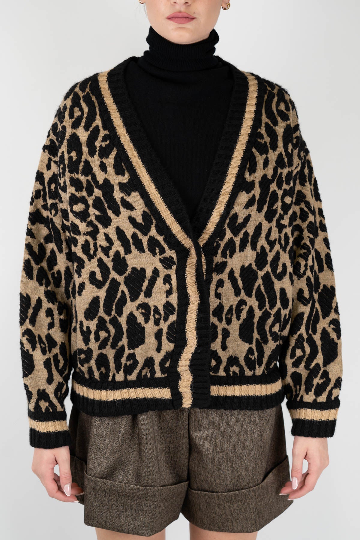 Tensione in - Bomber in misto lana trama animalier