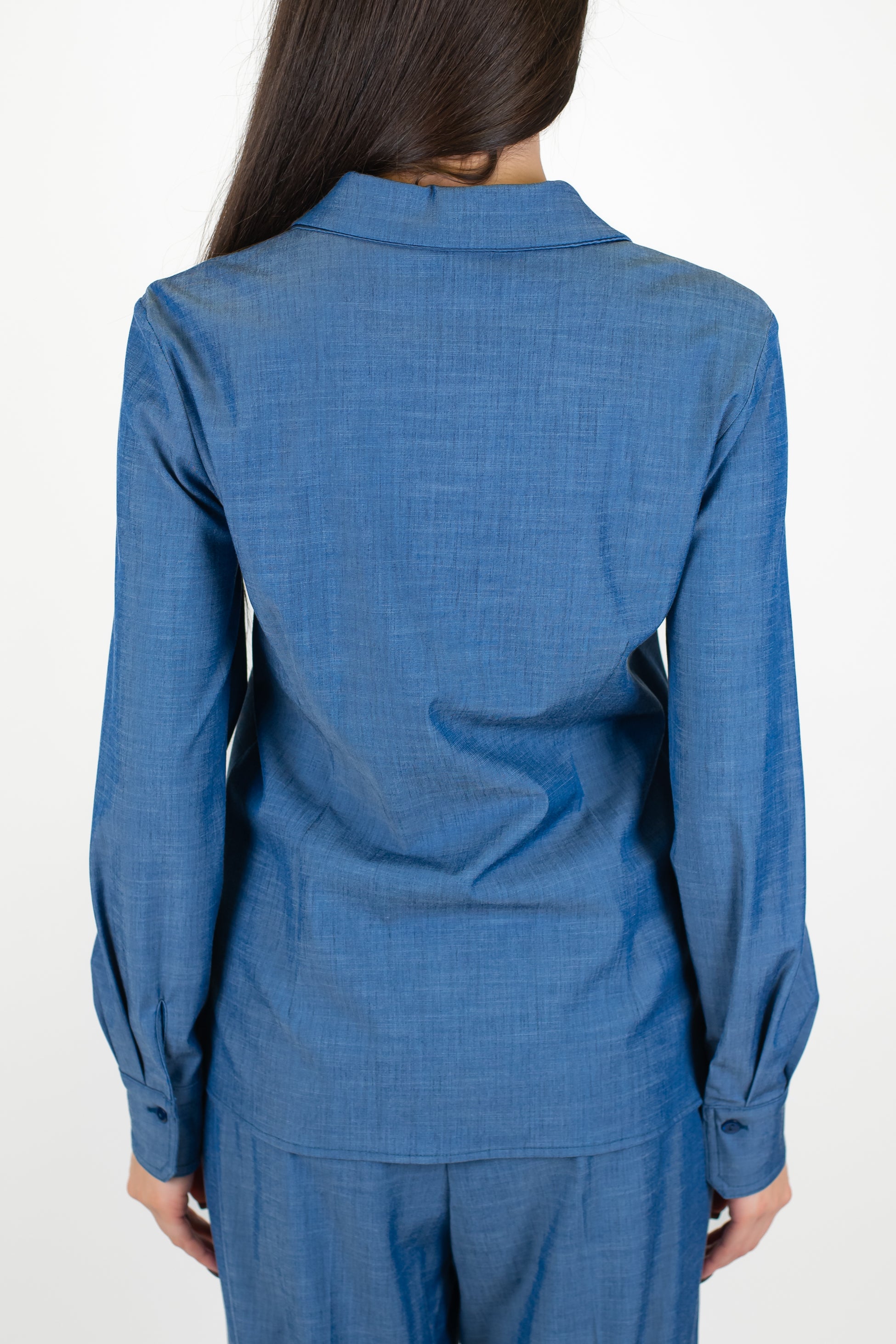 Maryley - Camicia effetto denim con rever e taschino