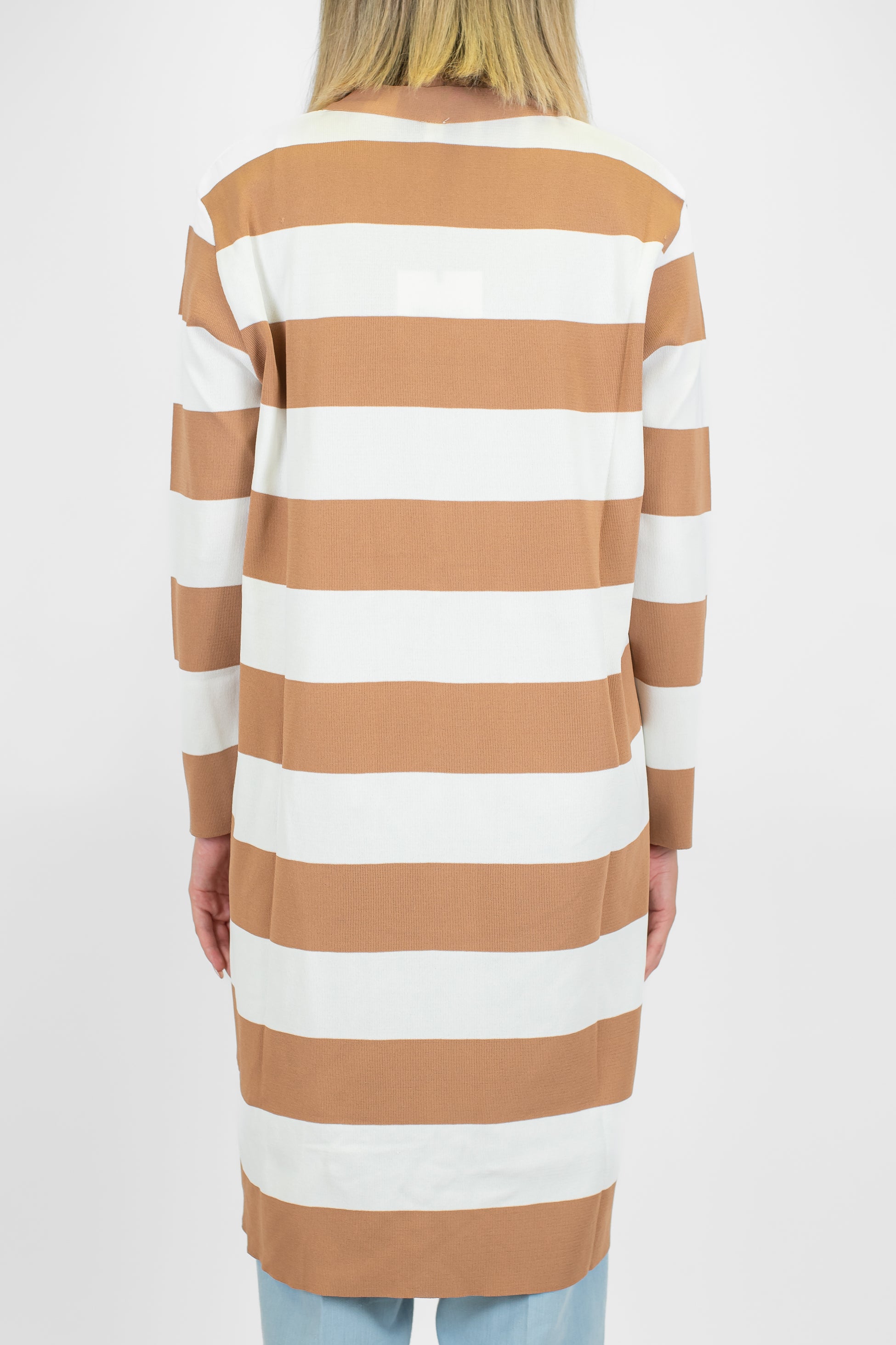 Tensione in - Cardigan fantasia a righe privo di bottoni