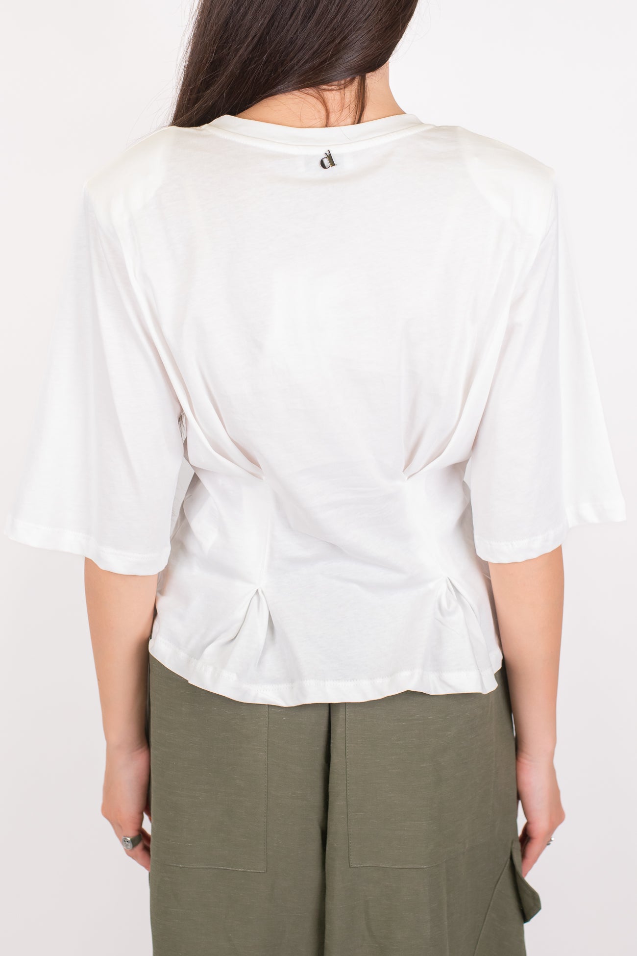 Dixie - T-shirt crop con pinces e arriccio