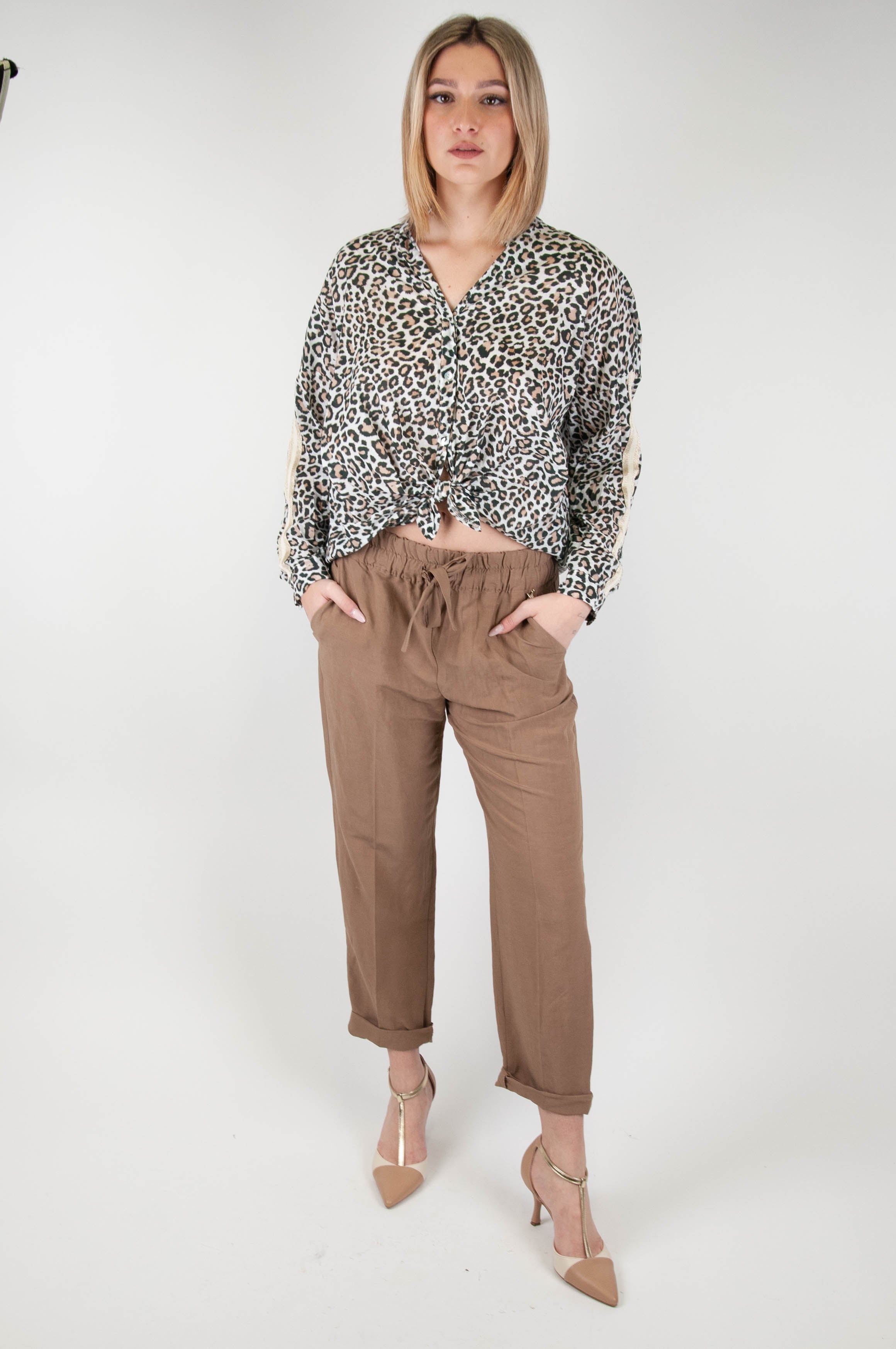 Souvenir - Linen blend trousers with drawstring