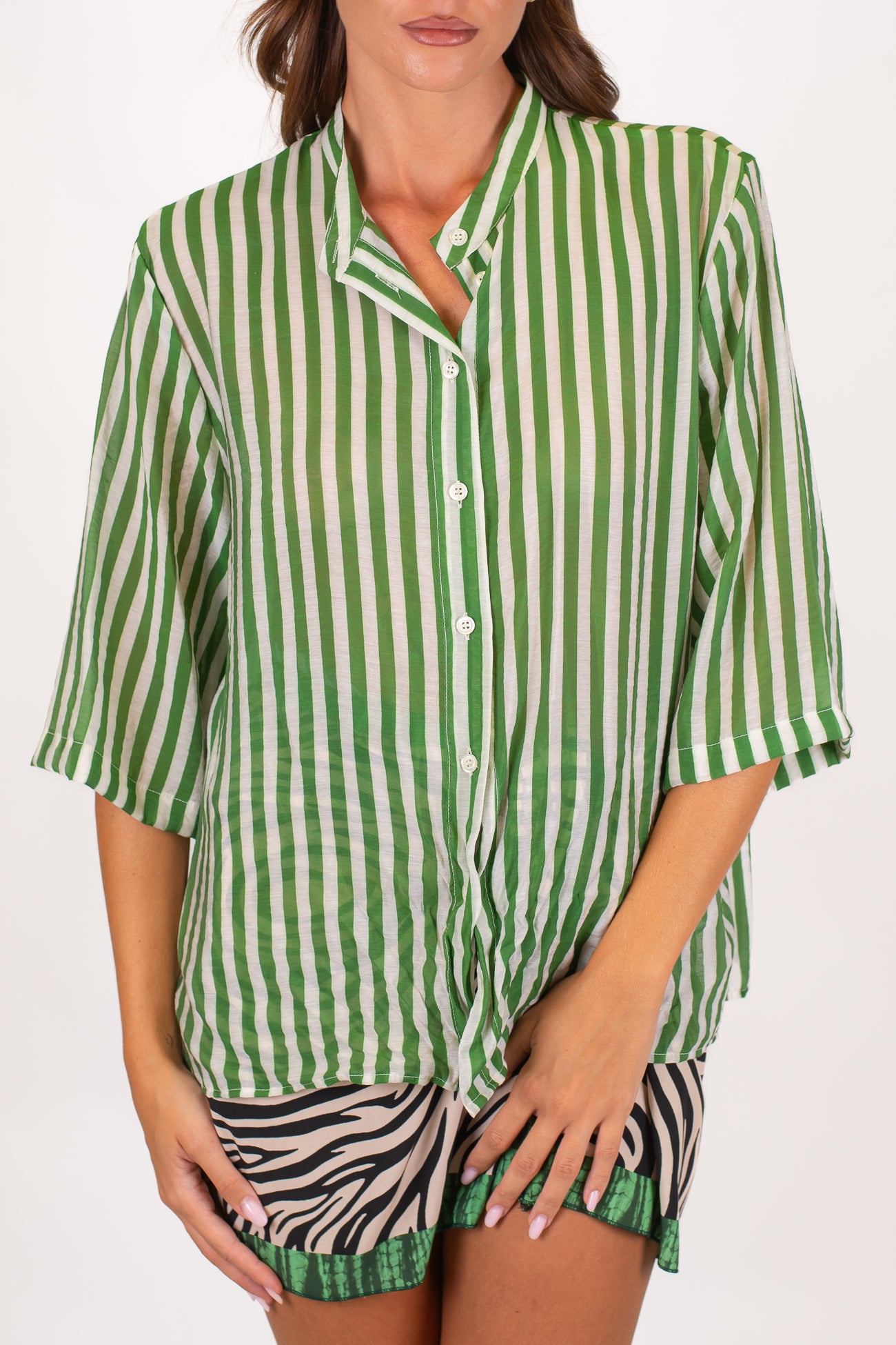 Dixie - Camicia rigata in viscosa leggera
