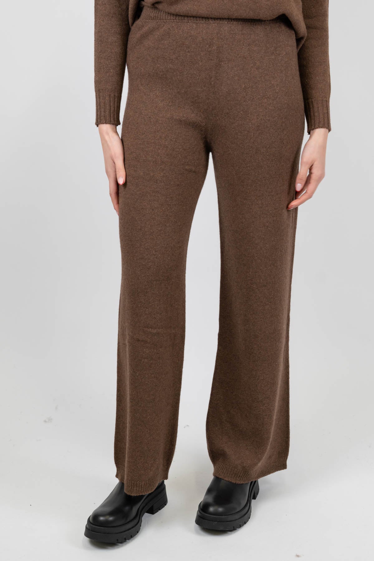 Haveone - Pantalone palazzo in maglia misto lana e cashmere