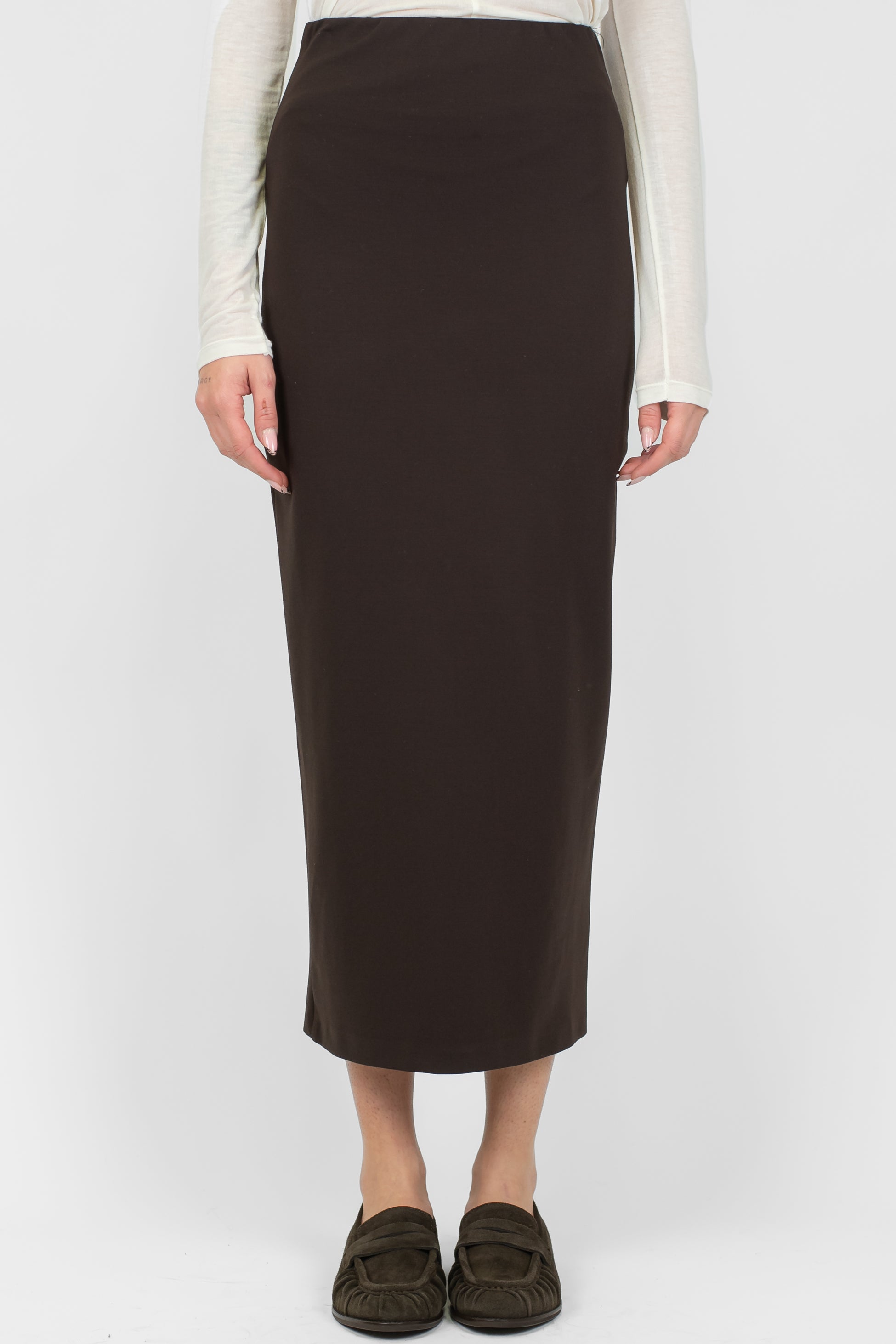 Tensione in - Gonna tubino con spacco in punto milano