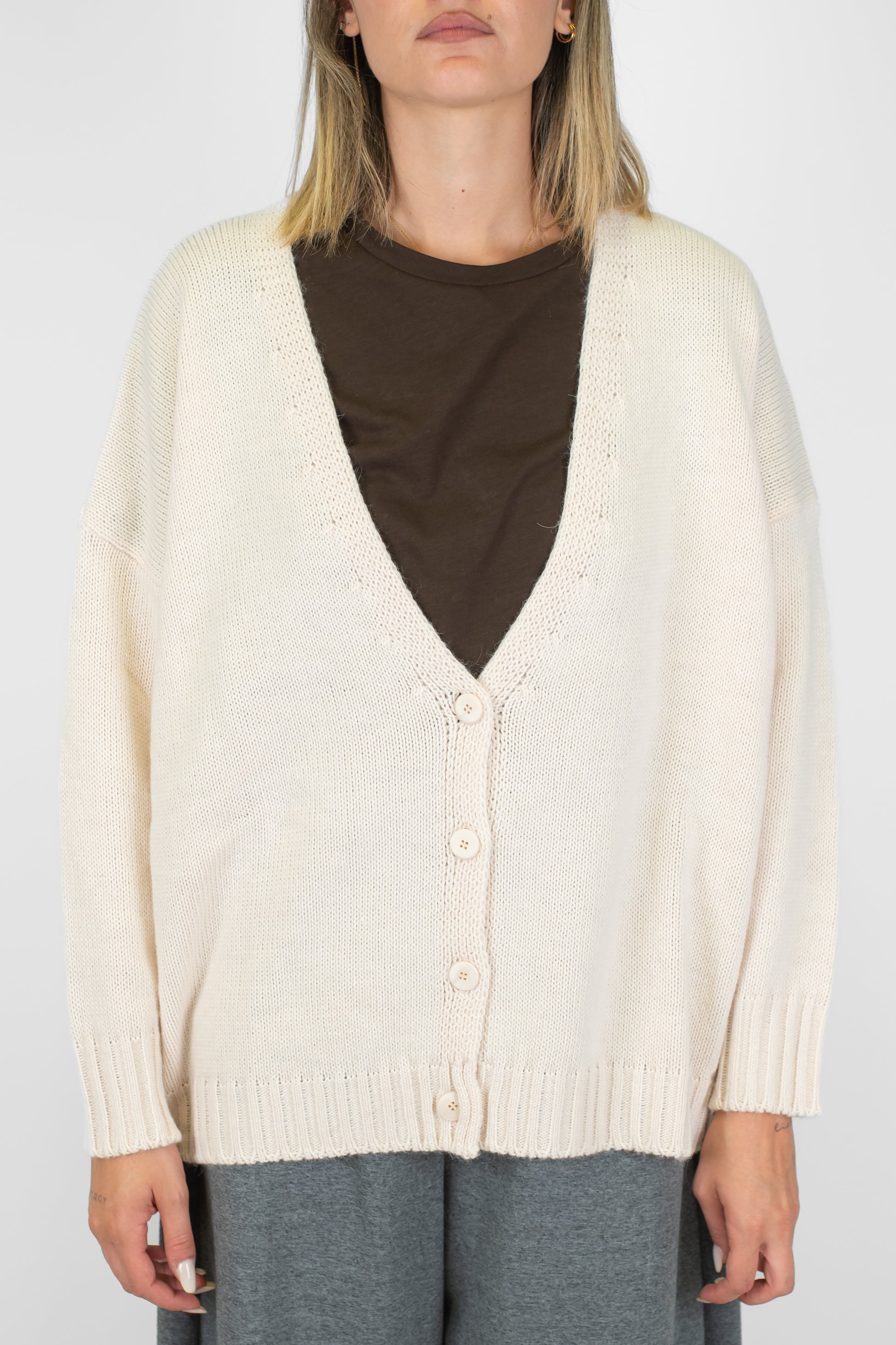 Maryley - Cardigan in misto lana con frange sul retro