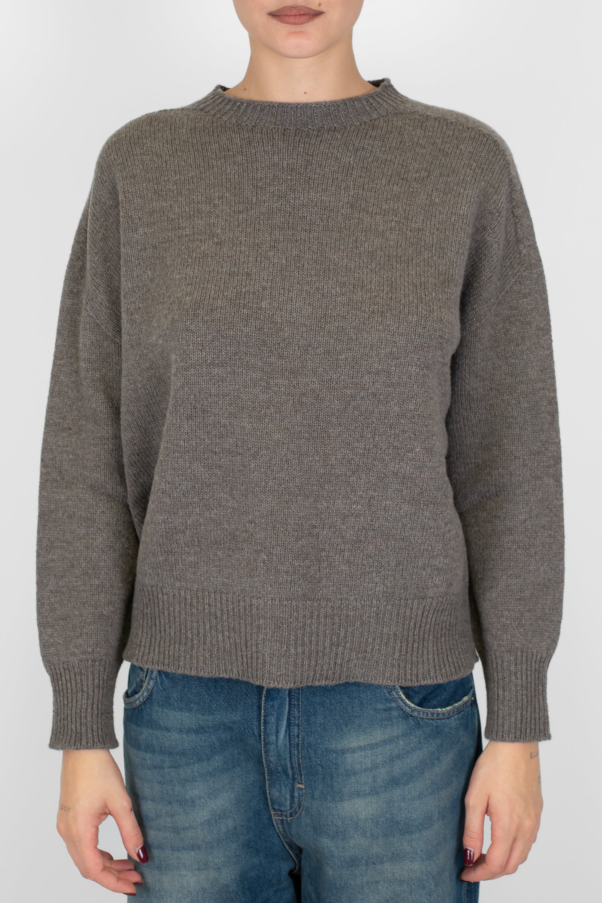 Tensione in - Maglia a scatola a costine in lana e cashmere