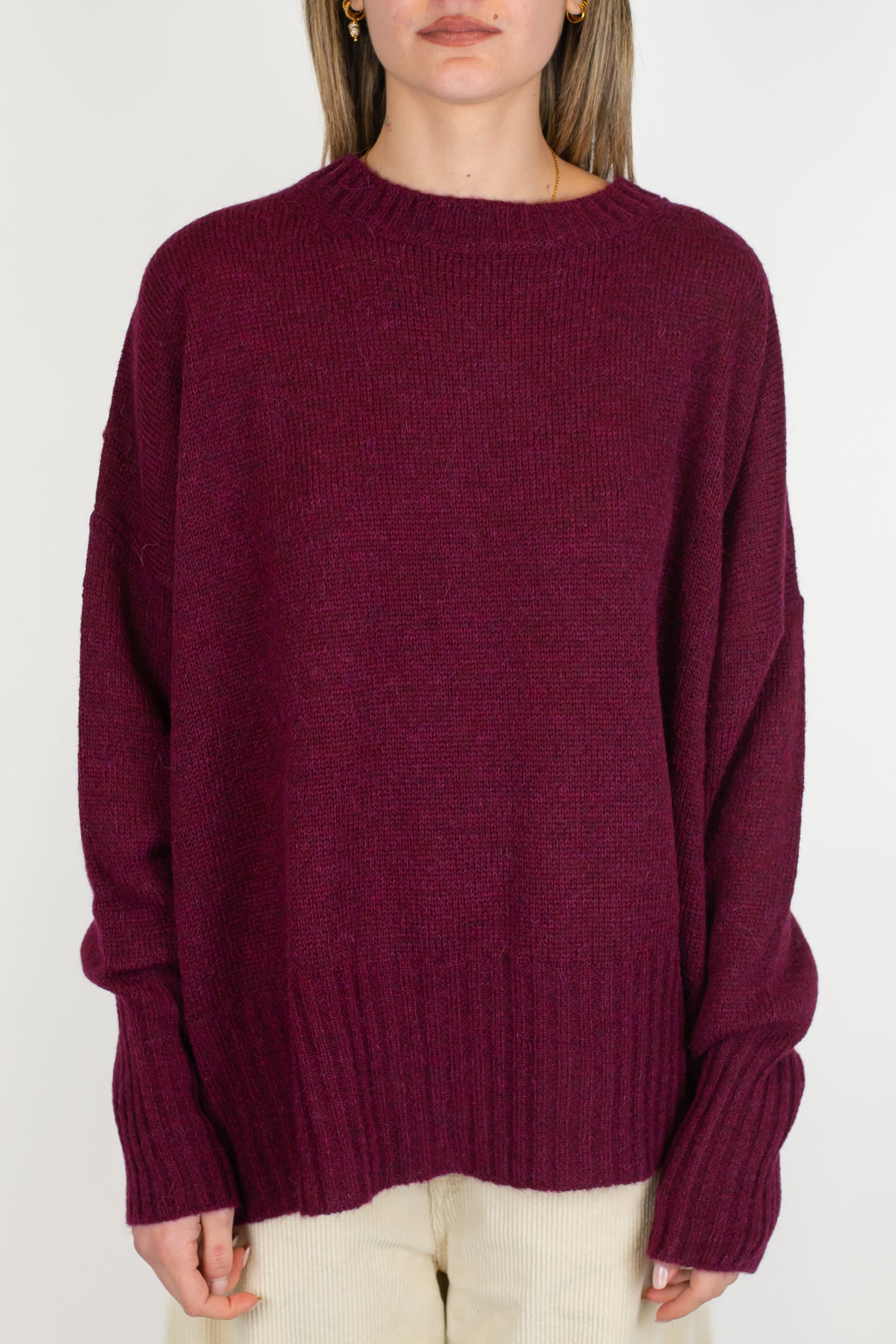 Tensione in - Maglia girocollo over in misto lana