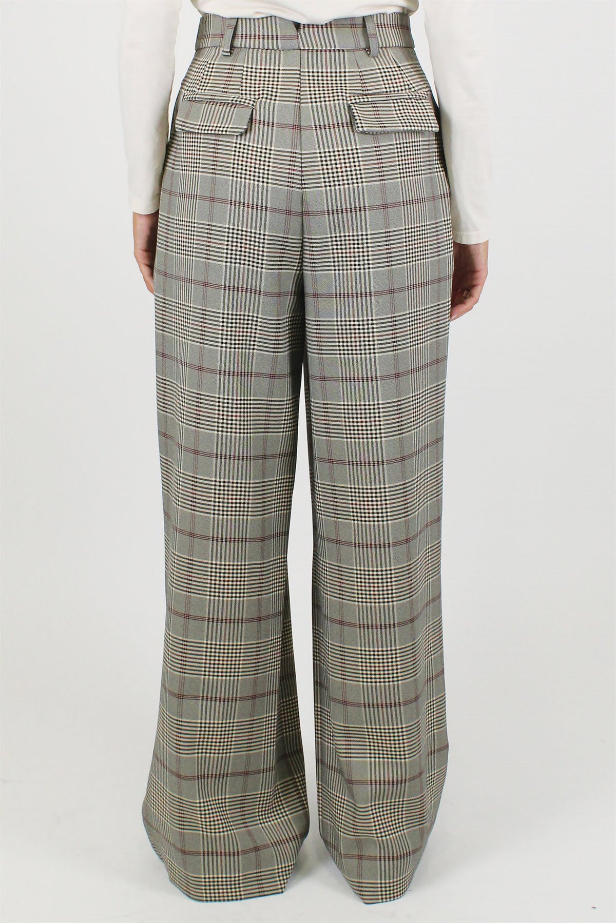 Tensione in - Pantalone palazzo fantasia check con pinces