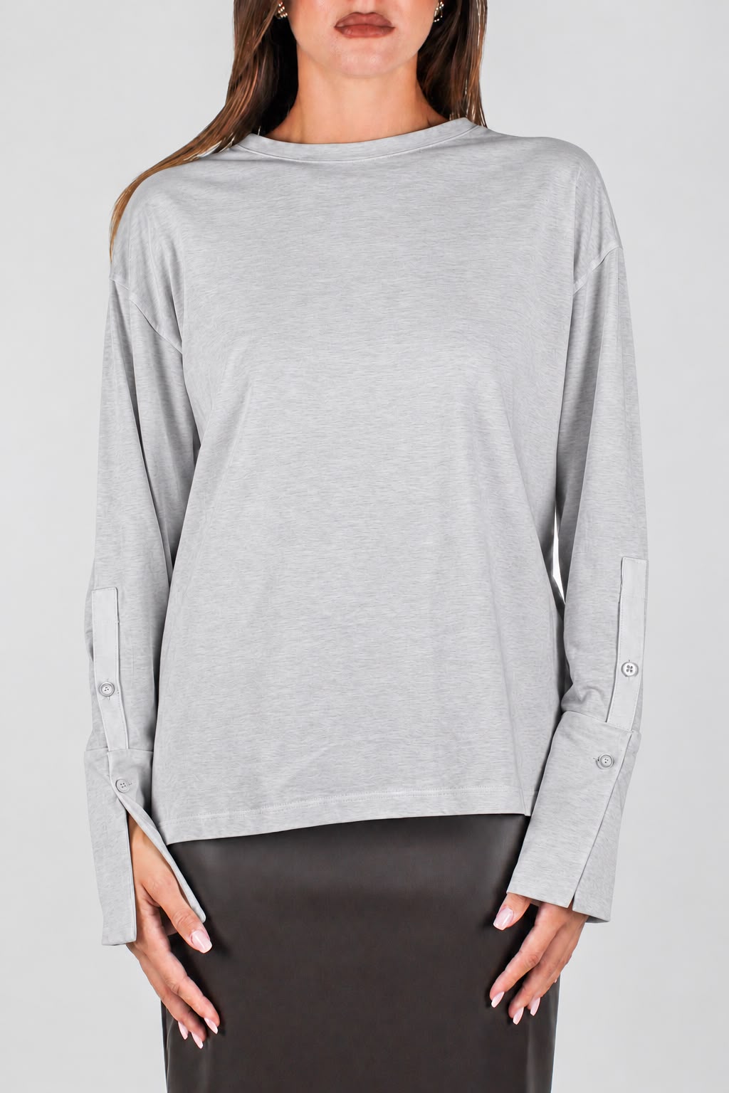 Tensione in - Shirt girocollo con polsino camicia ampio