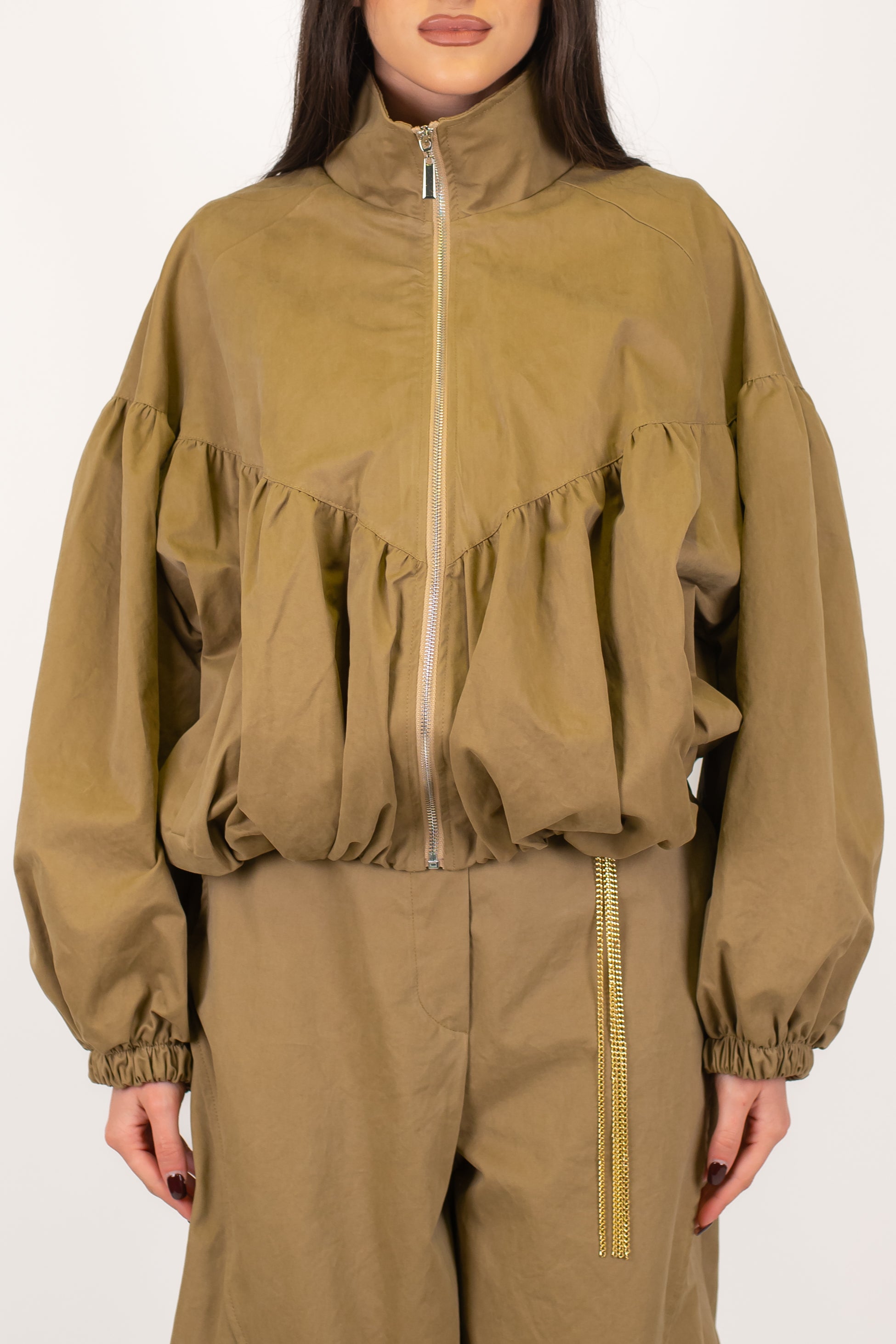 Haveone - Bomber over increspato in cotone con elastico sul fondo