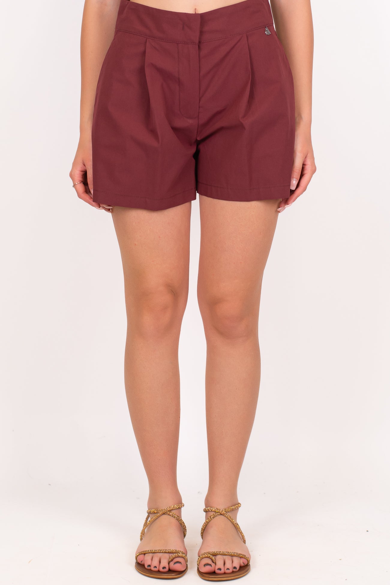 Dixie - Coordinato gilet sfiancato e shorts con pinces in cotone