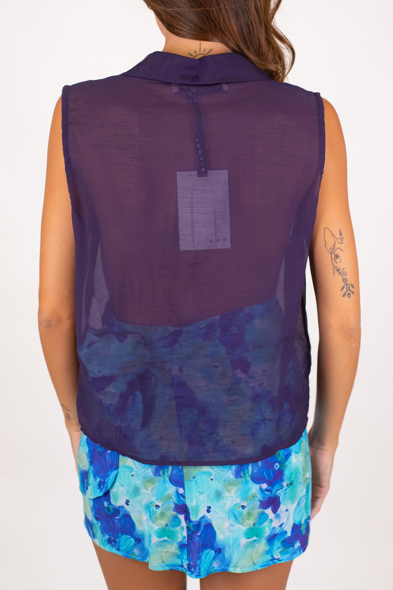 Haveone - Camicia smanicata in lyocell con colletto