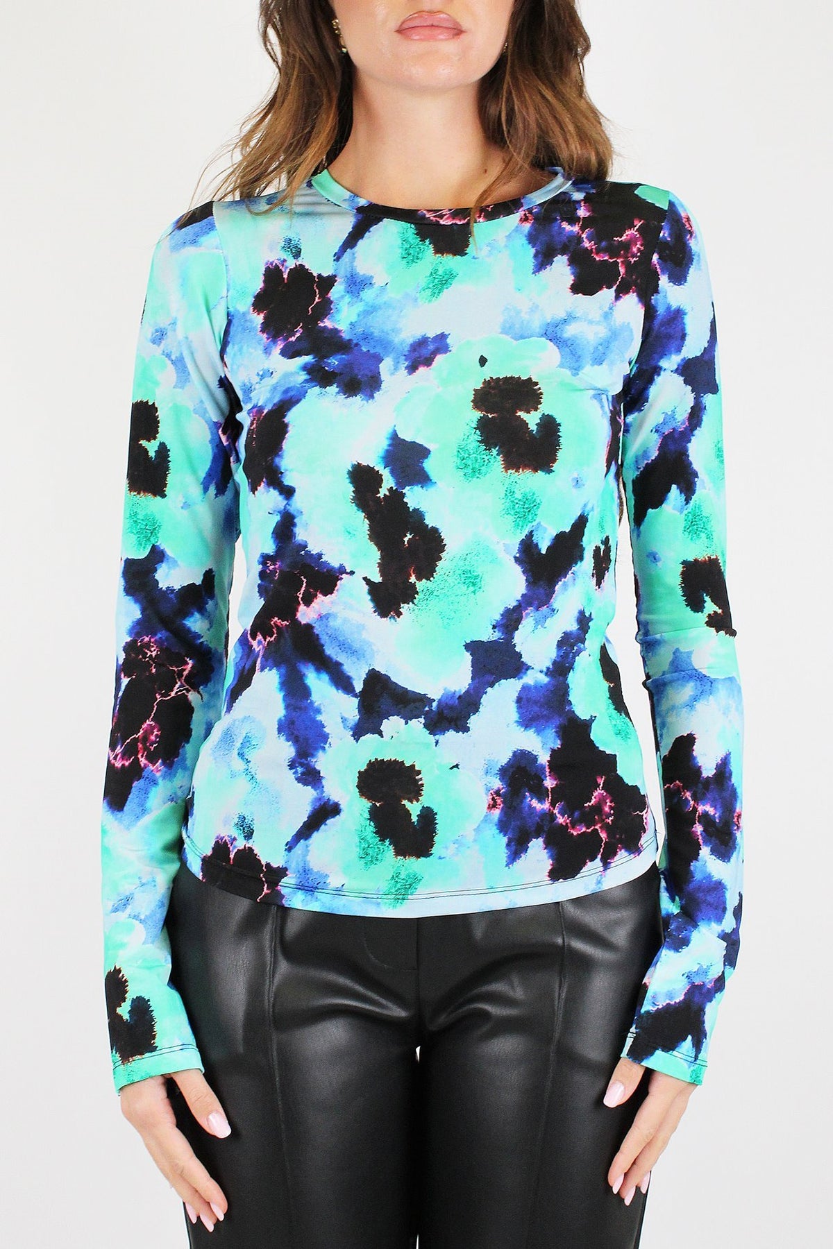 Tensione in - Shirt basic girocollo fantasia astratta in viscosa