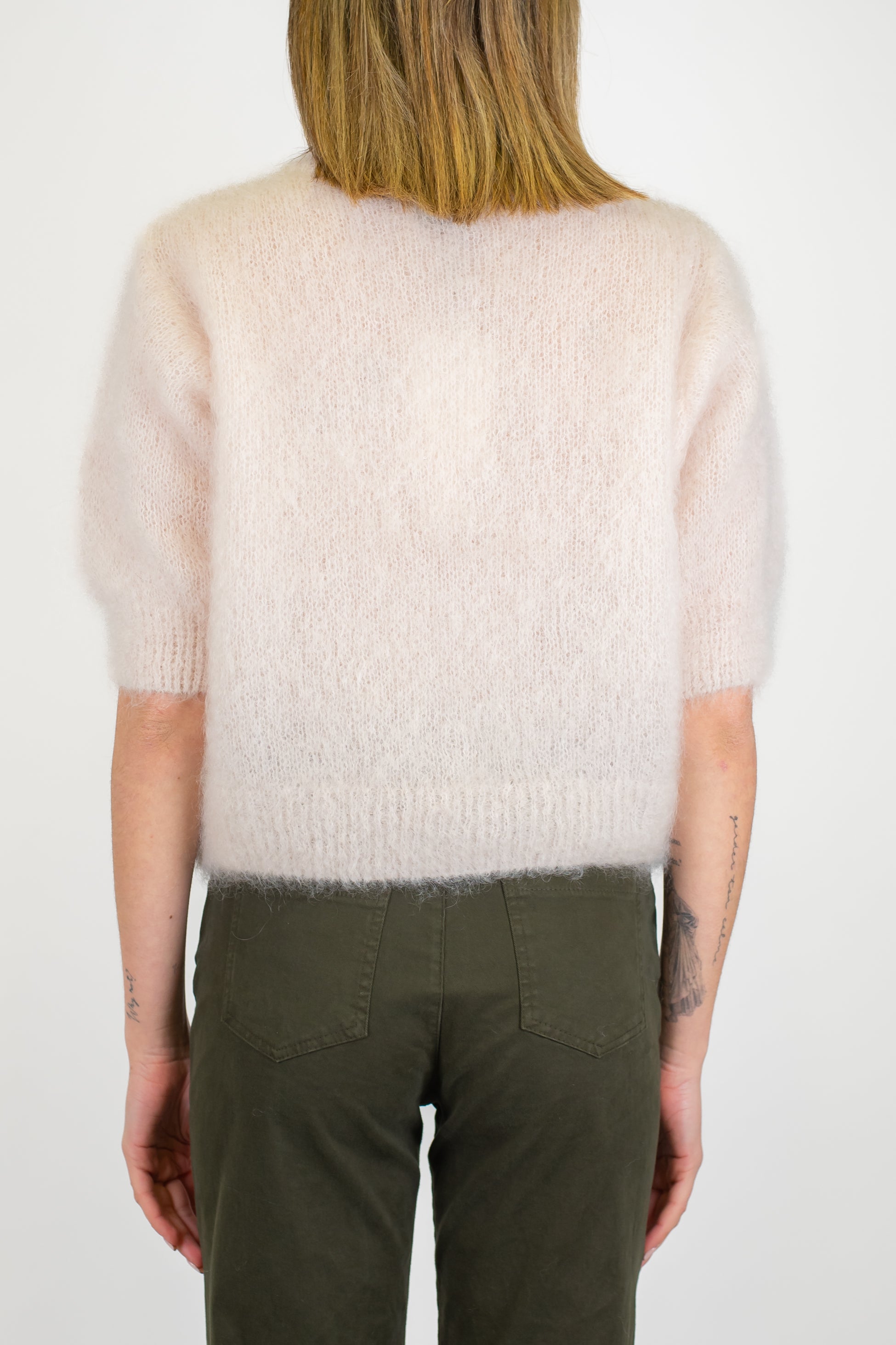 Dixie - Maglia girocollo con manica 3/4 in kid mohair
