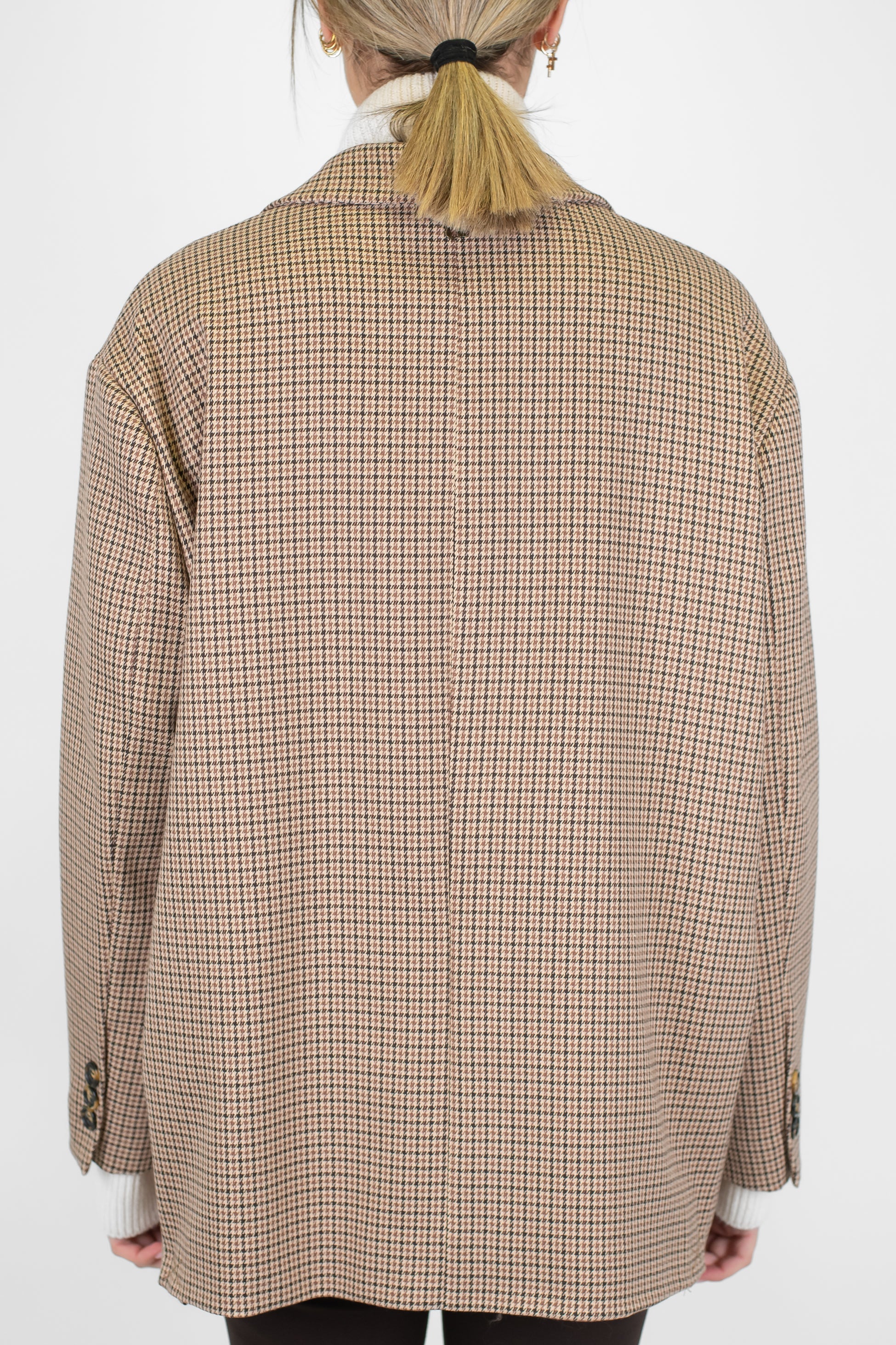 Dixie - Giacca over fantaisa pied de poule con spille gioiello