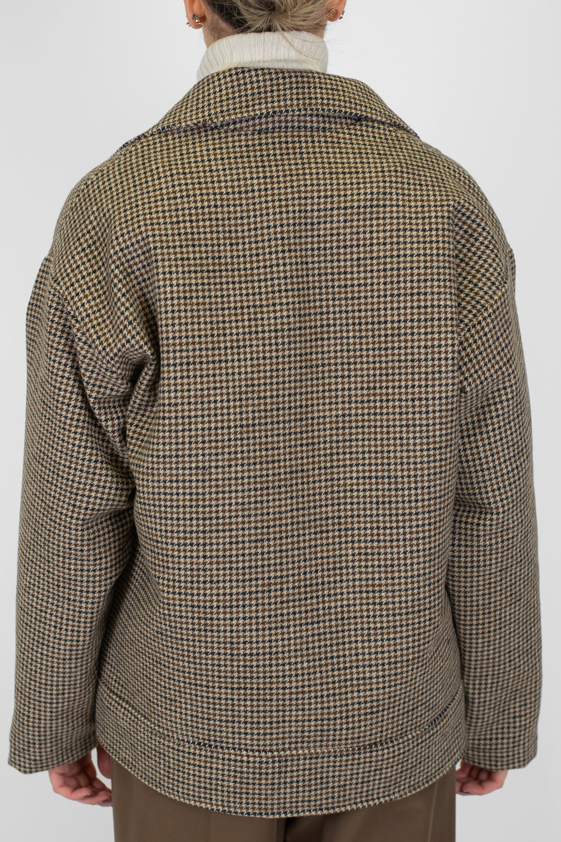 Tensione in - Chiodo over in mista lana fantasia pied de poule