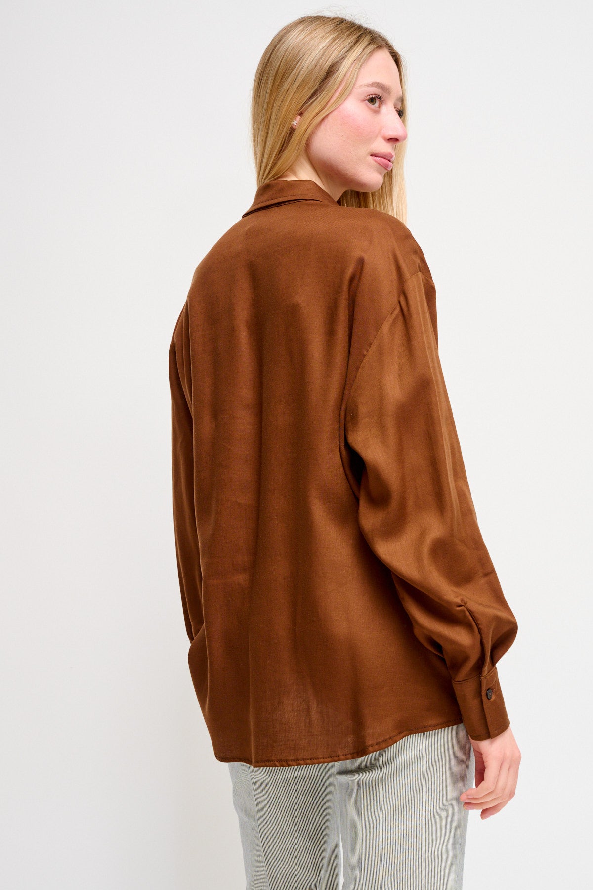 Maryley - Camicia over con taschini in misto Lyocell e lino