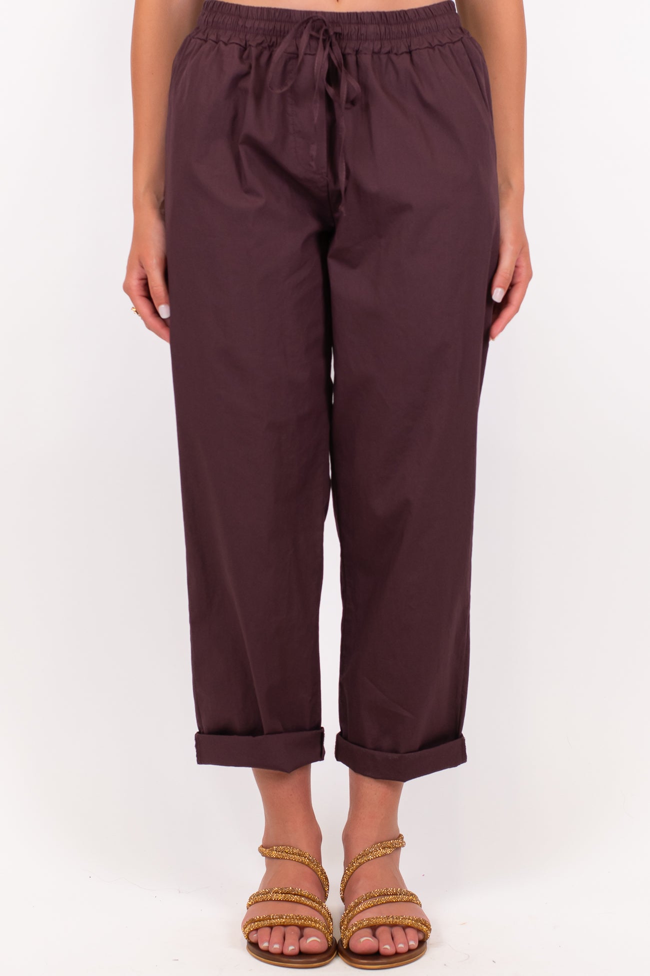 Haveone - Pantalone regular in cotone leggero con coulisse