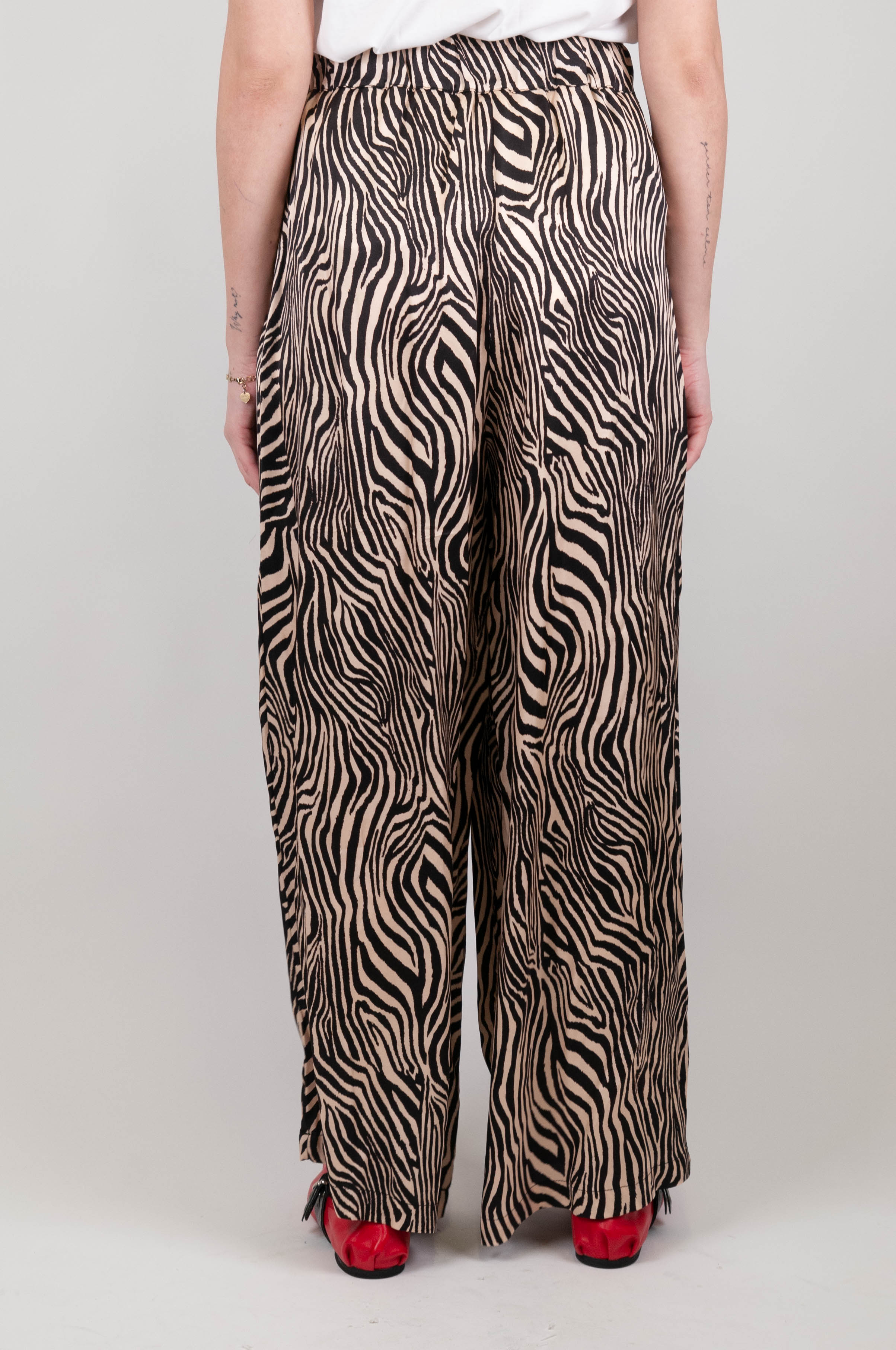 Tension in - Animal print palazzo trousers in viscose with drawstring