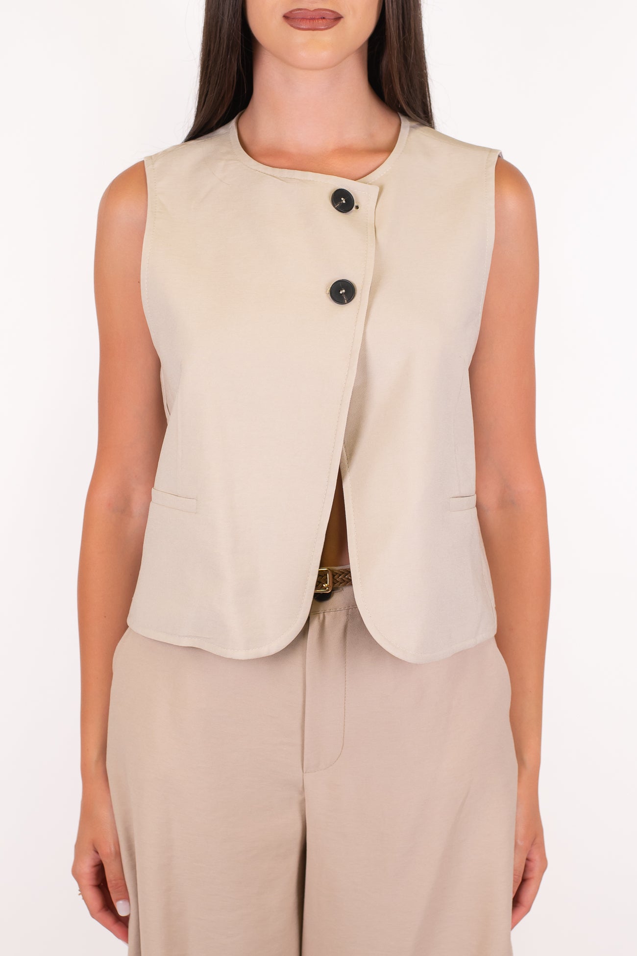 Haveone - Gilet con chiusura asimmetrica alta in viscosa leggera