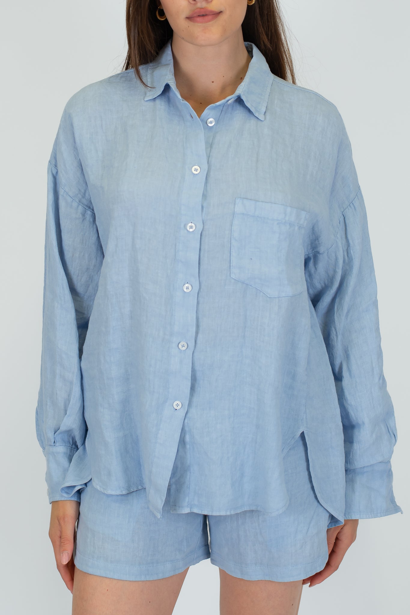 Tensione in - Camicia 100% lino con taschino