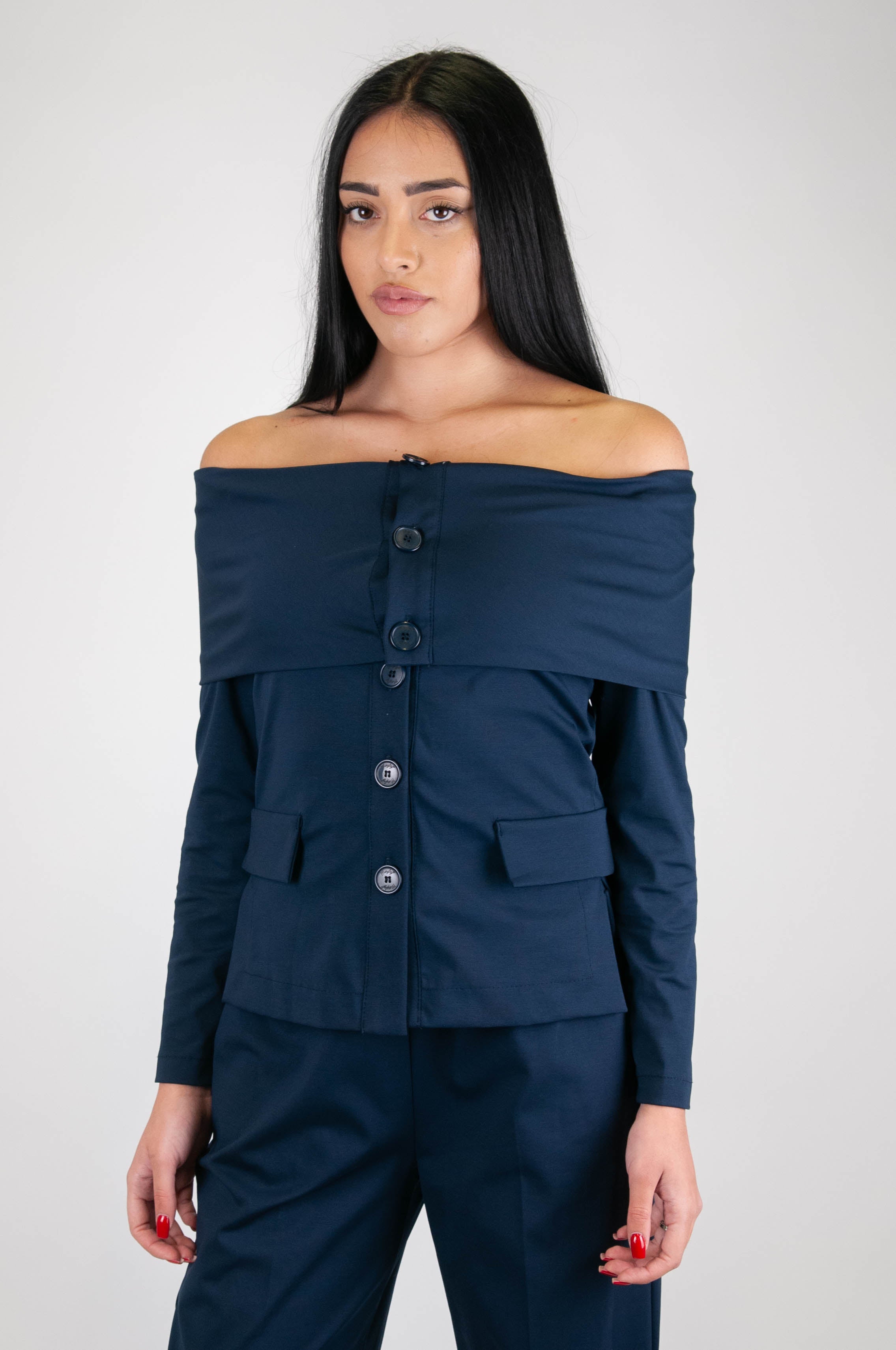 Maryley - Shiffer neckline jacket in Milan stitch