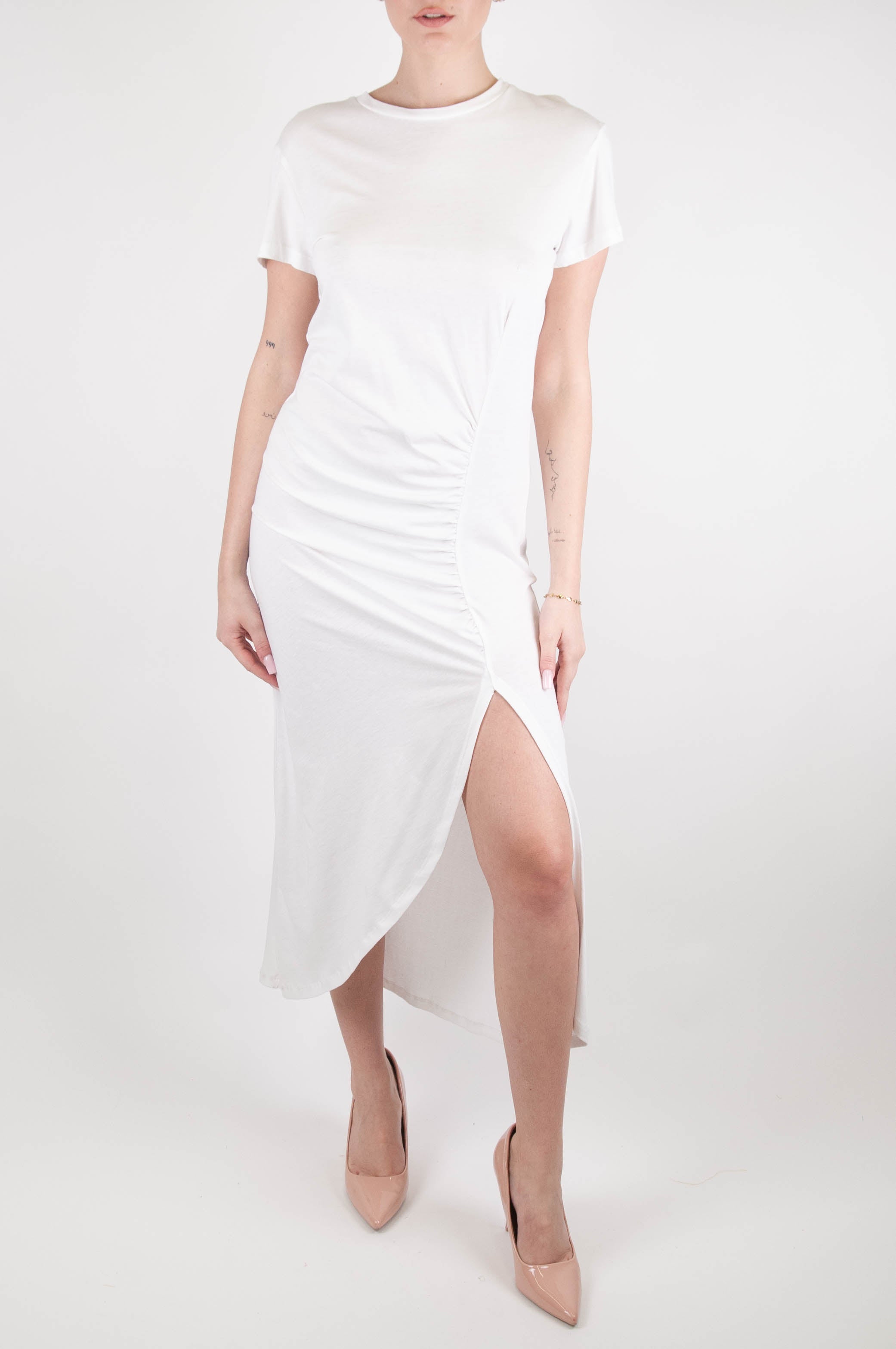 Souvenir - Long dress with side slit and short sleeves